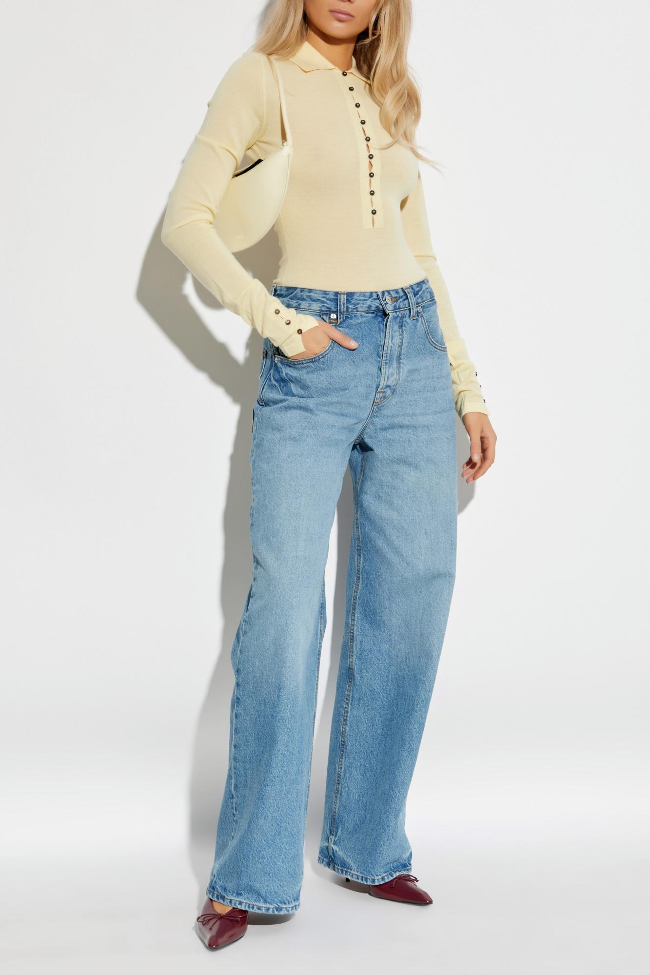 Jacquemus Merino Wool Polo Sweater Merino ml In Neutral