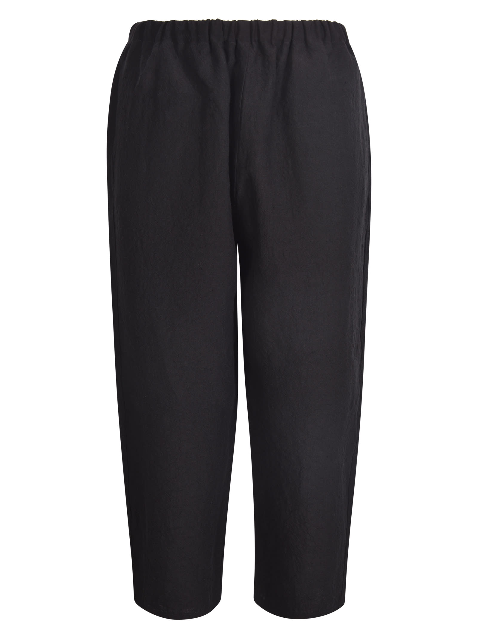 A Punto B Ribbed Waist Plain Cropped Trousers In Black
