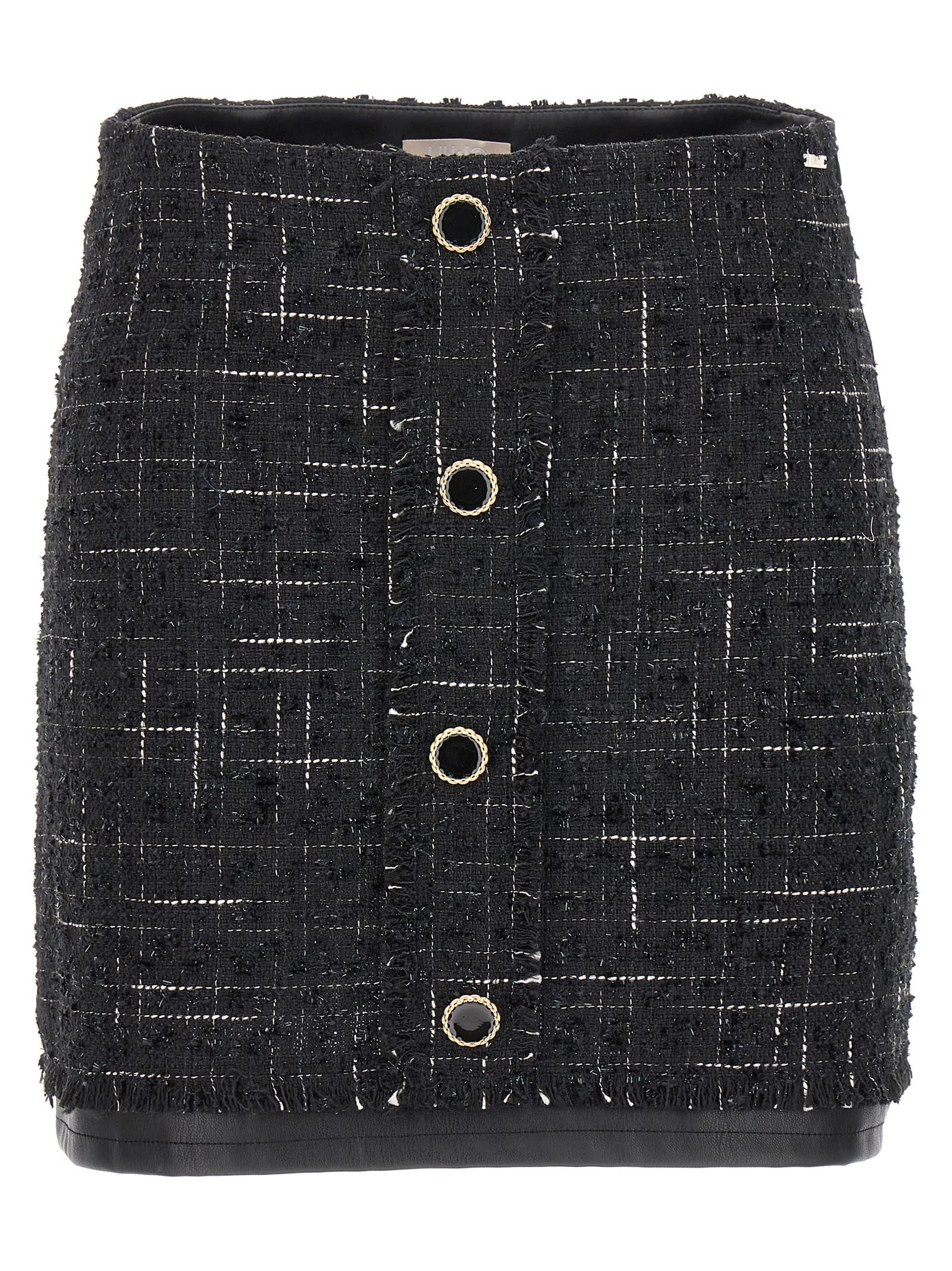 LIU •JO JEWEL BUTTON TWEED SKIRT