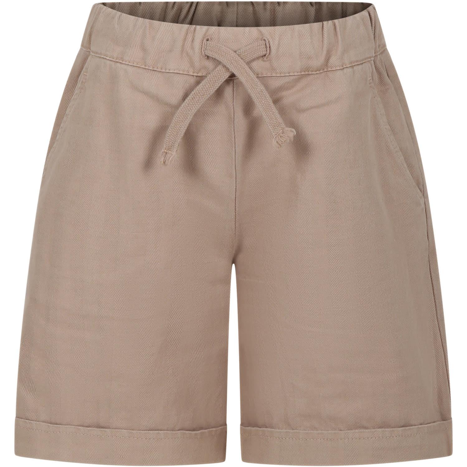 Shop Dondup Beige Shorts For Boy With Logo In Brown