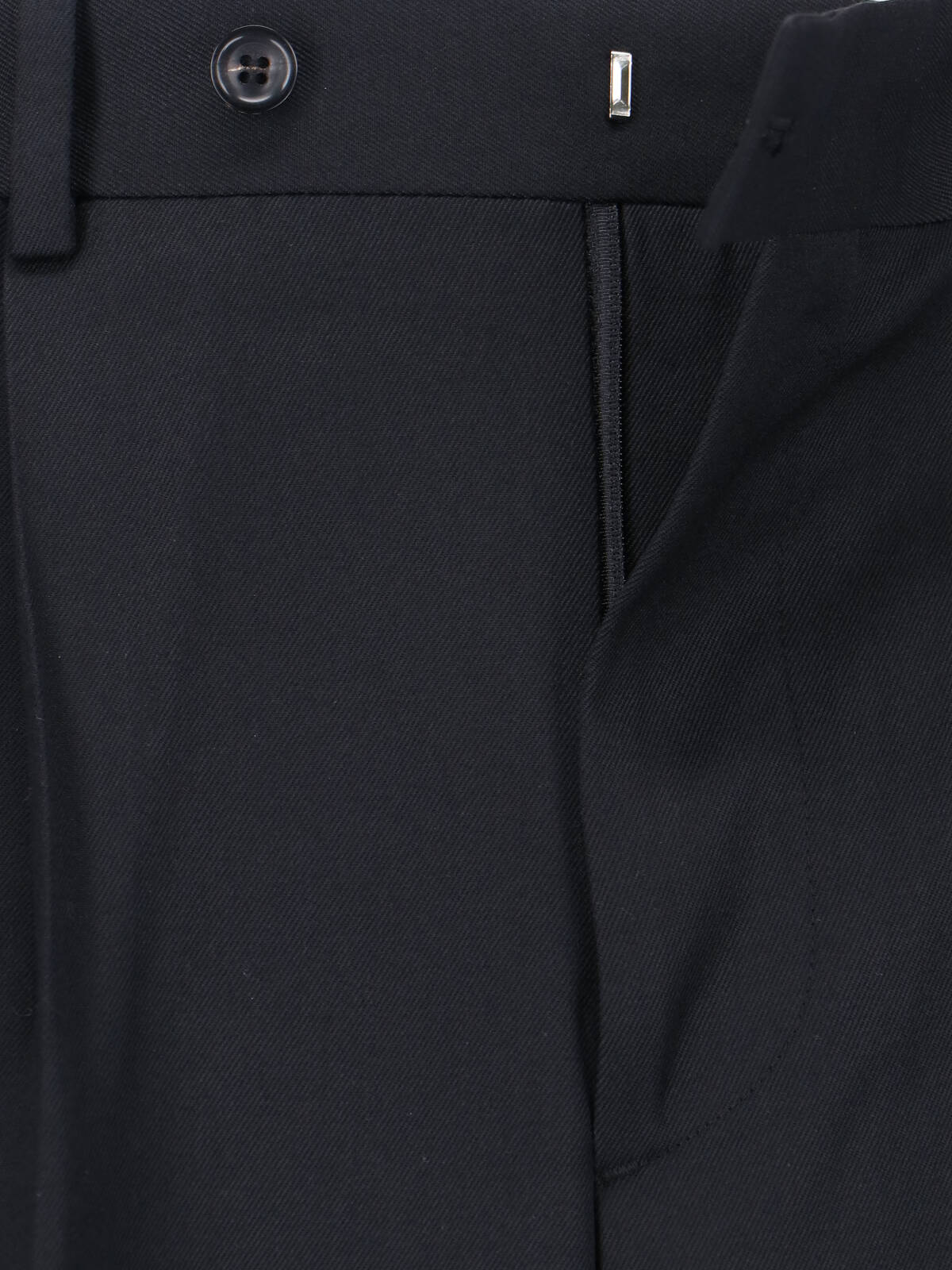 Tonywack Wide-leg Black Wool Blend Trousers With Pleated Front In Black