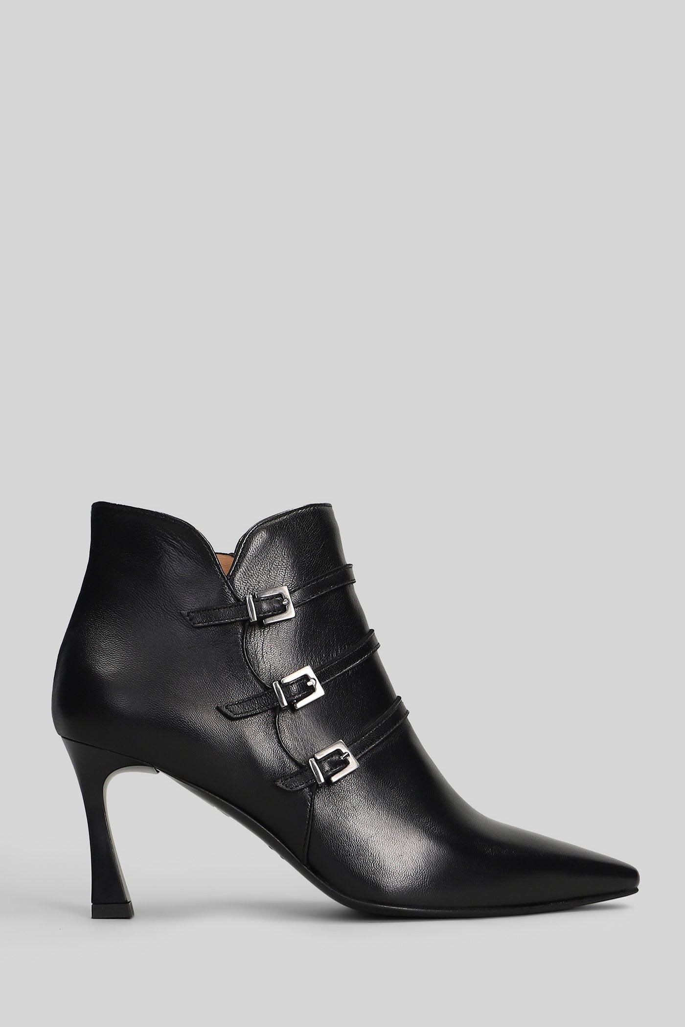 The Seller High Heels Ankle Boots In Black Leather In Black