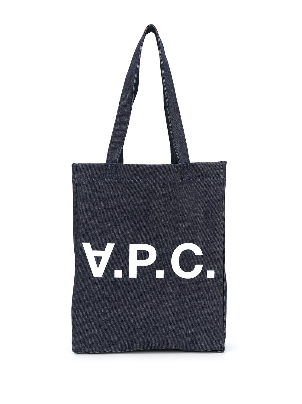 Shop Apc Blue Denim Shopper Tote Bag With Logo Print A.p.c Woman