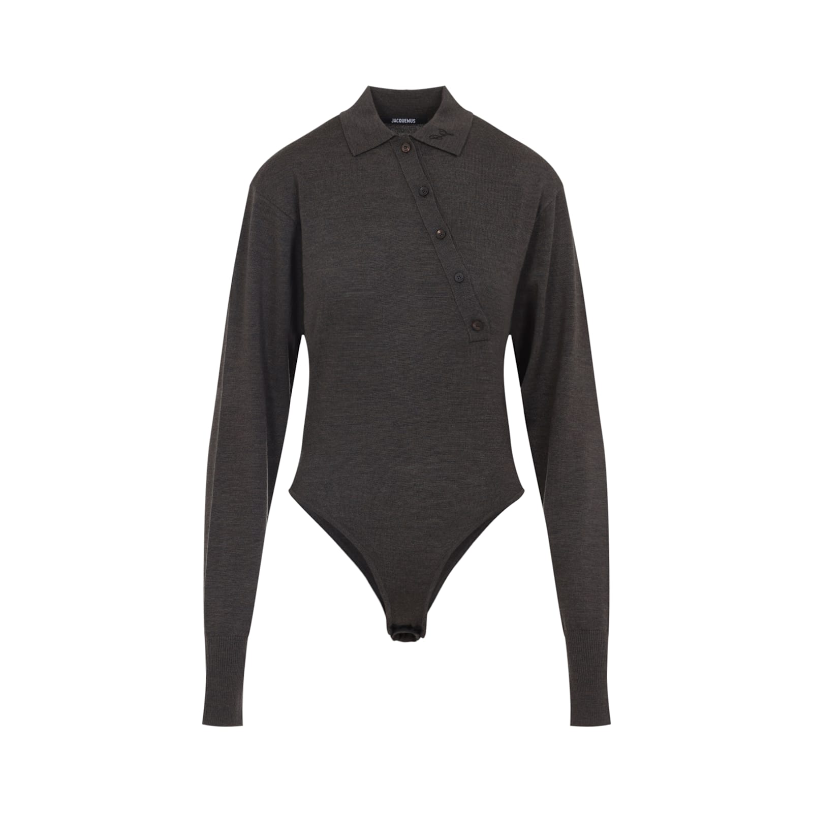 Jacquemus Merino Wool Blend Fitted Bodysuit In Brown