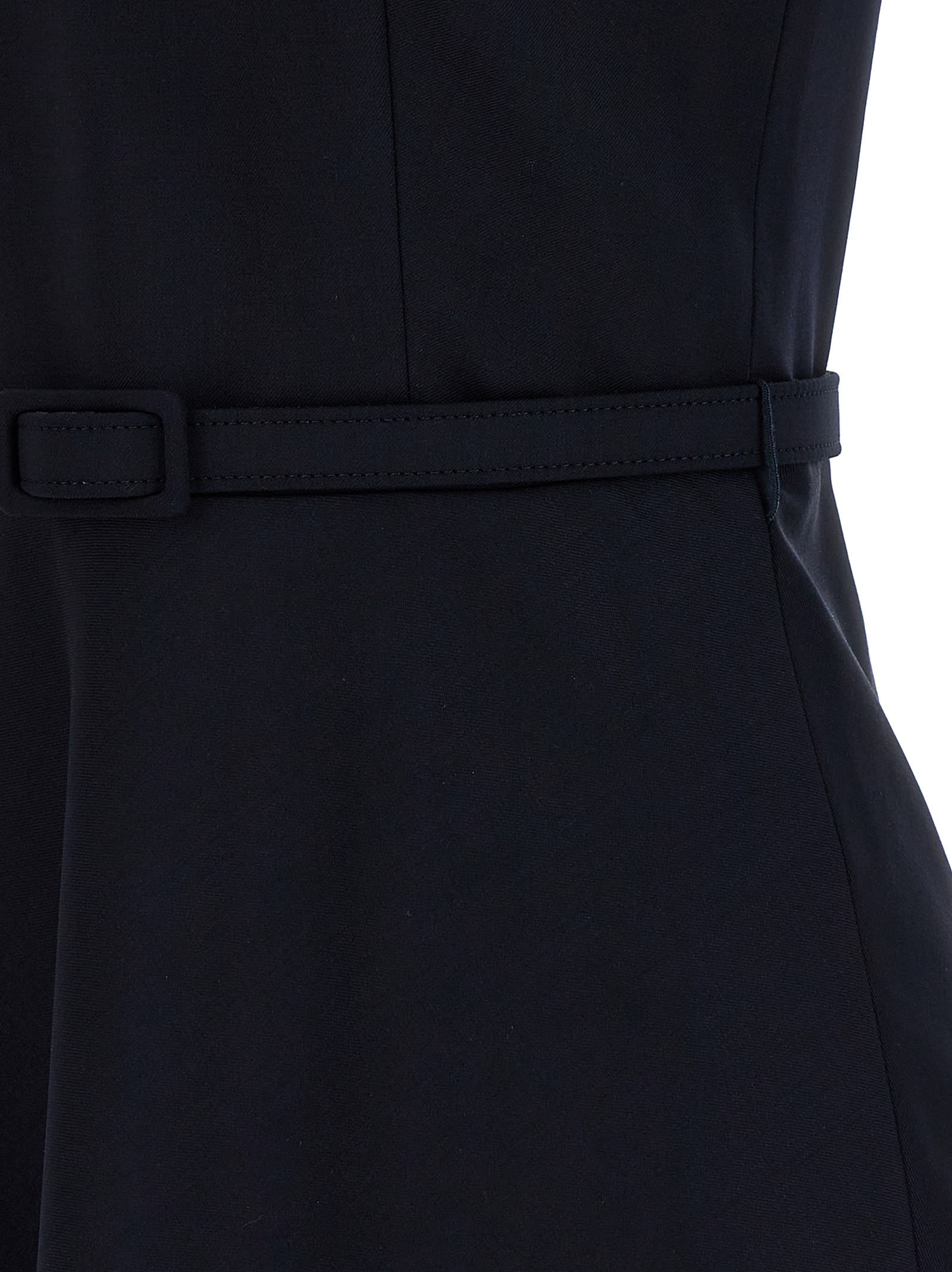 Alessandra Rich Light Wool Midi Dress With Belted Waist In Blue