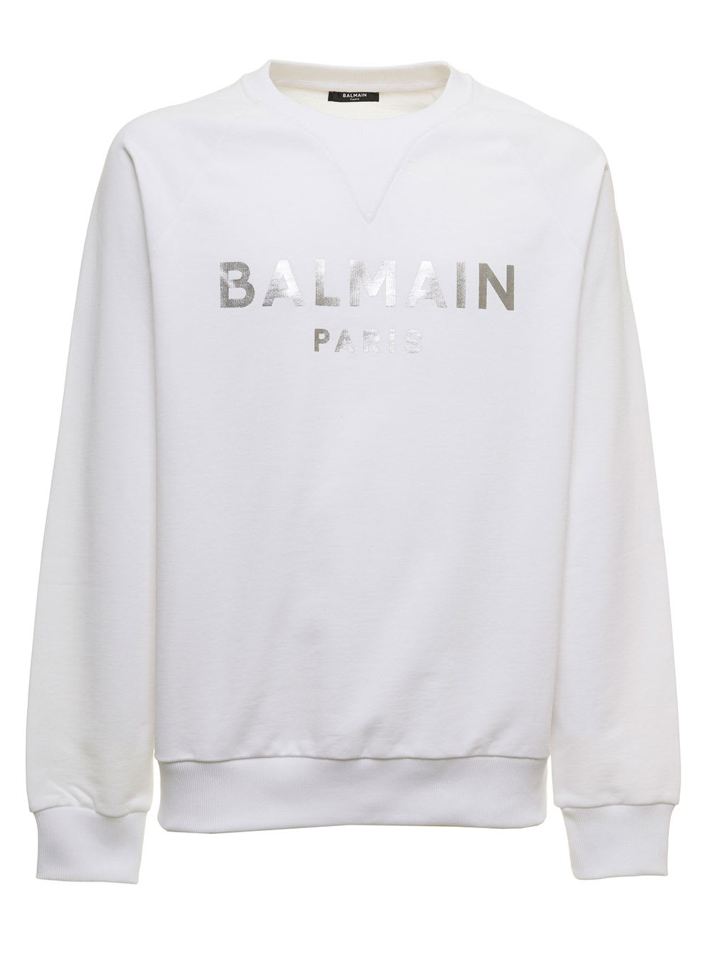 Balmain Mans White Organic Cotton Sweatshirt With Logo