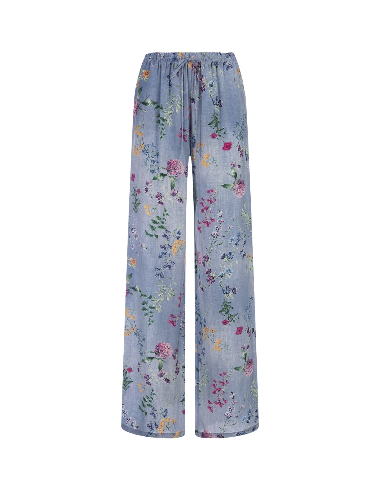 Ermanno Scervino Palazzo Joggers With Floral Print In Blue