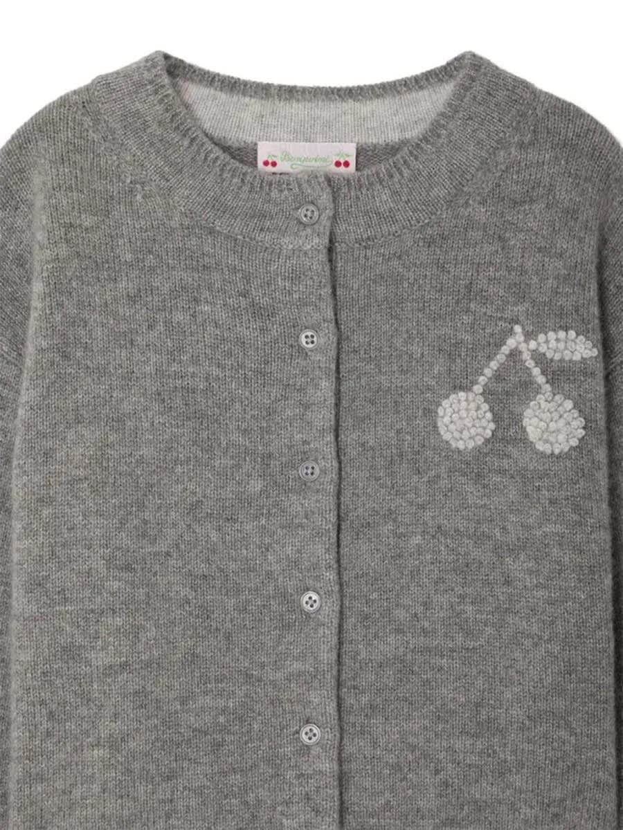 Bonpoint Cardigan With Logo In Gray