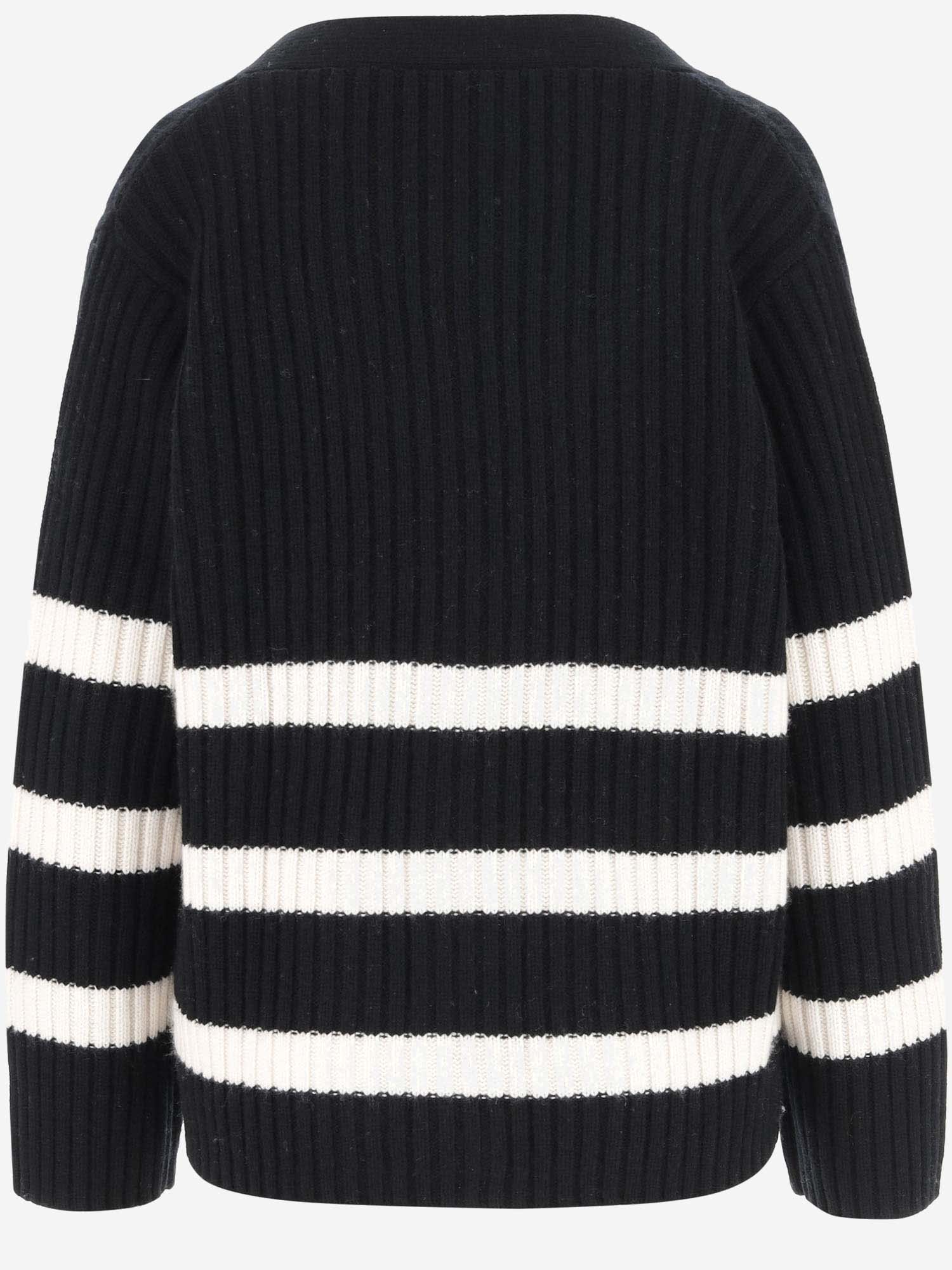 Shop Allude Cardigan Made Of Wool Blend With Striped Pattern In Red