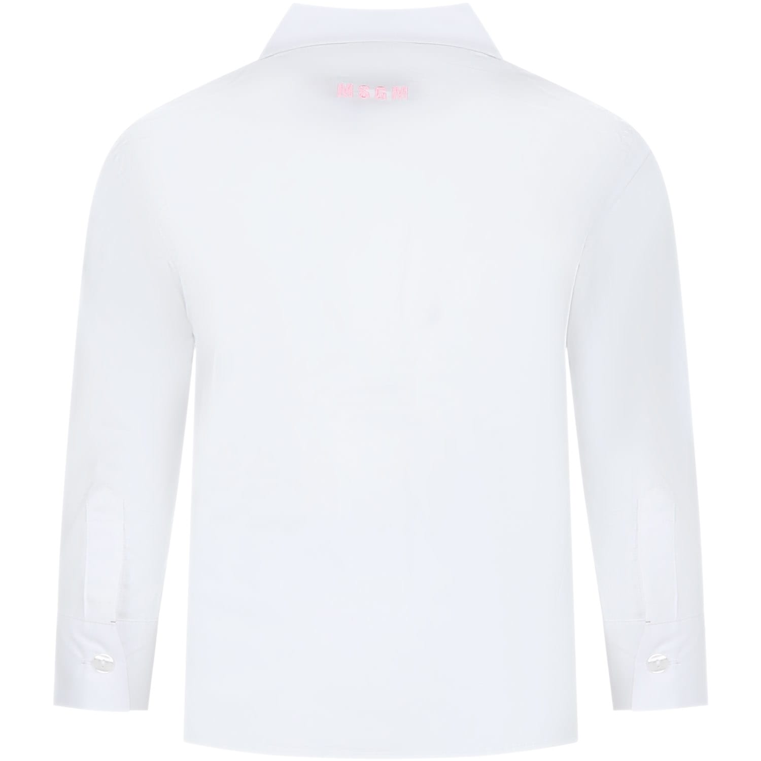 Shop Msgm White Shirt For Girl In Bianco