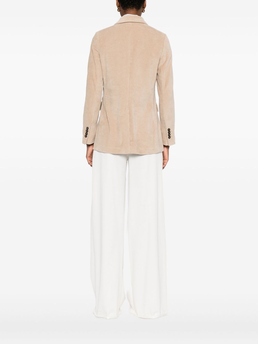 Circolo 1901 Double-breasted Cotton Jacket Featuring Flap Pockets In Neutral