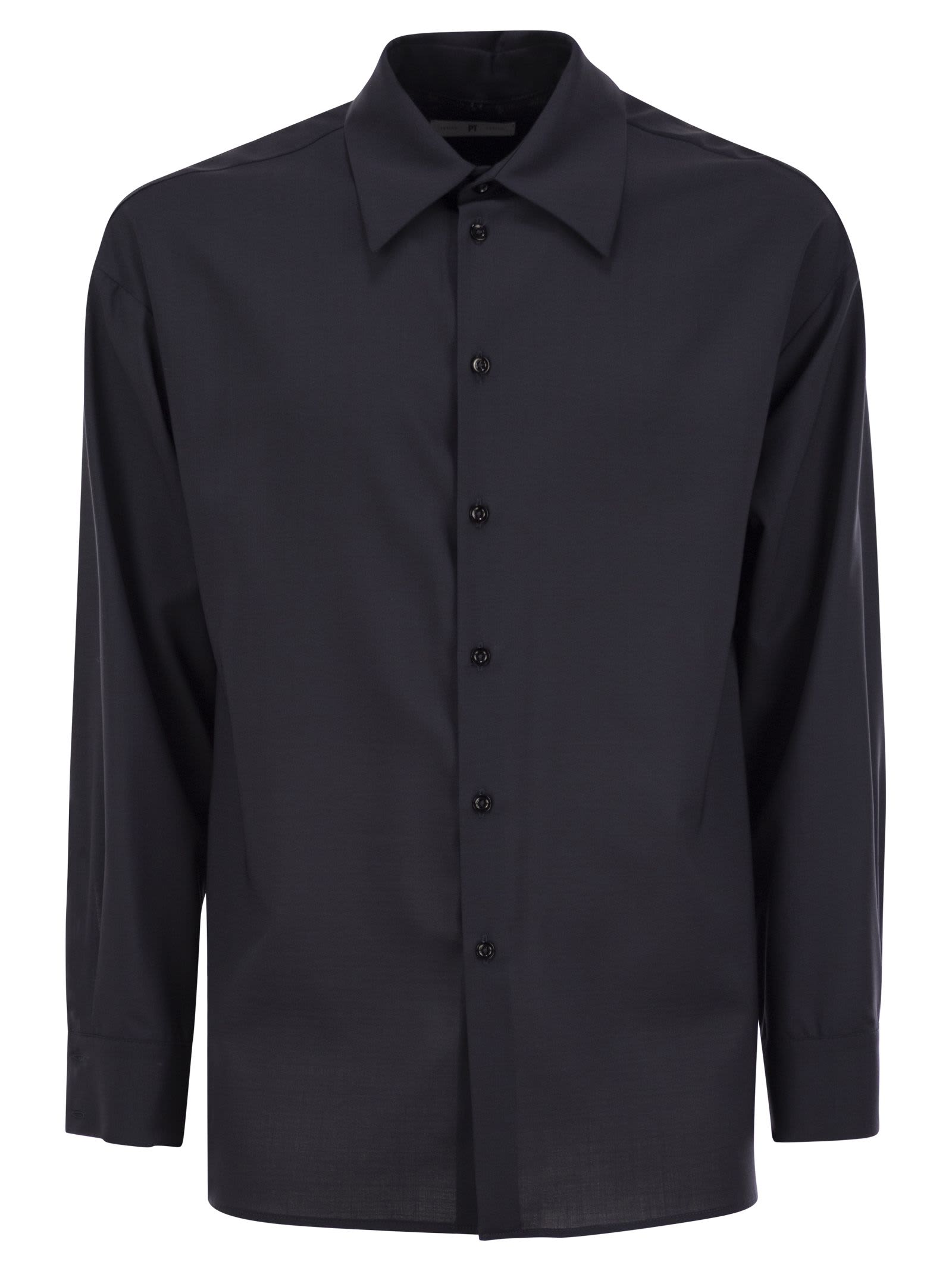 Shop Pt Torino Wool Shirt In Blue