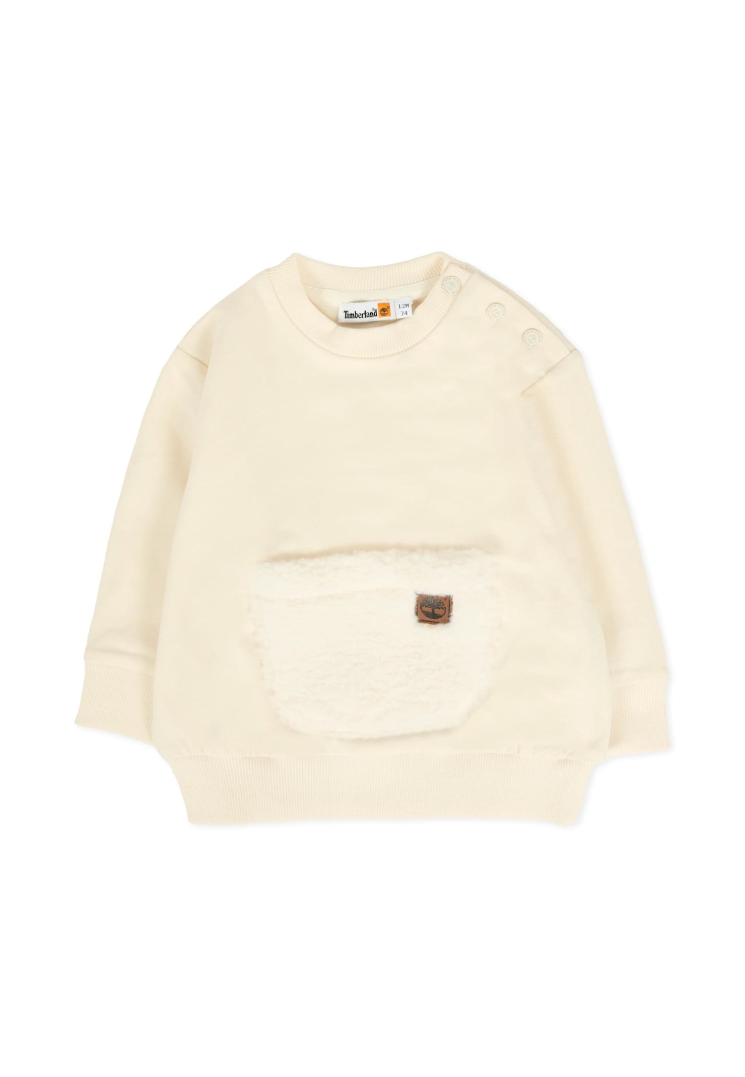 Timberland Ivory Sweatshirt For Baby Boy With Logo In Neutral