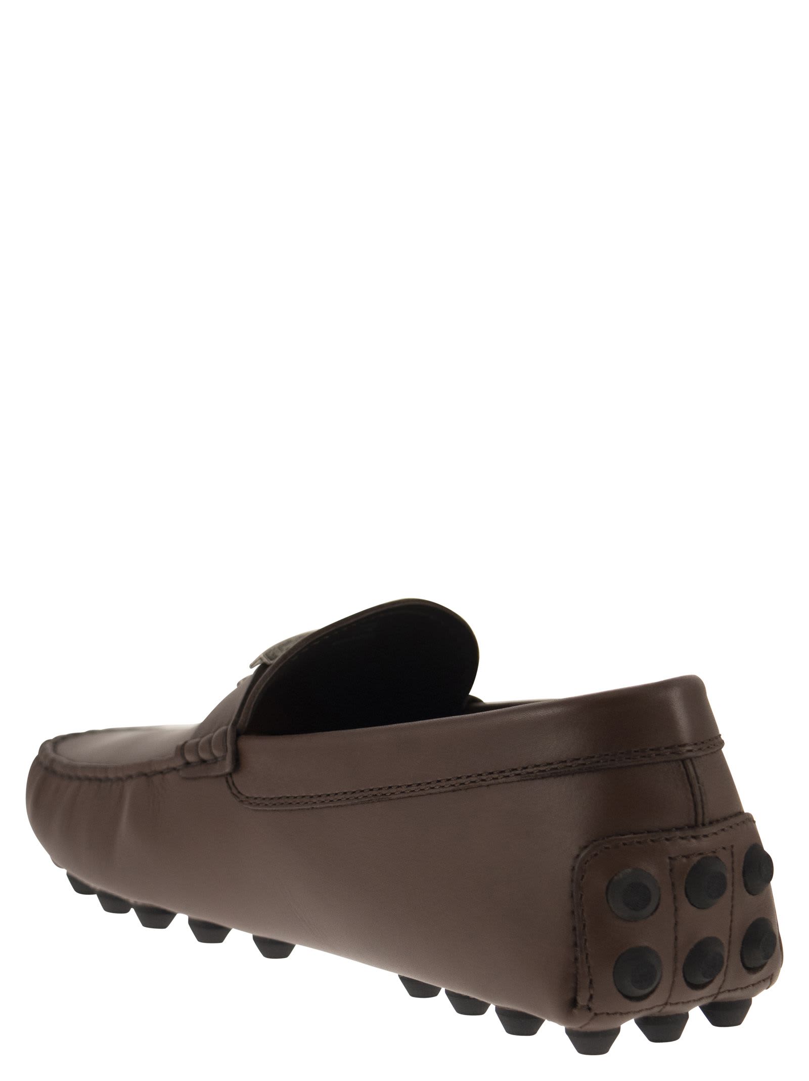 Shop Tod's Moccasin With Macro Rubbers In Brown