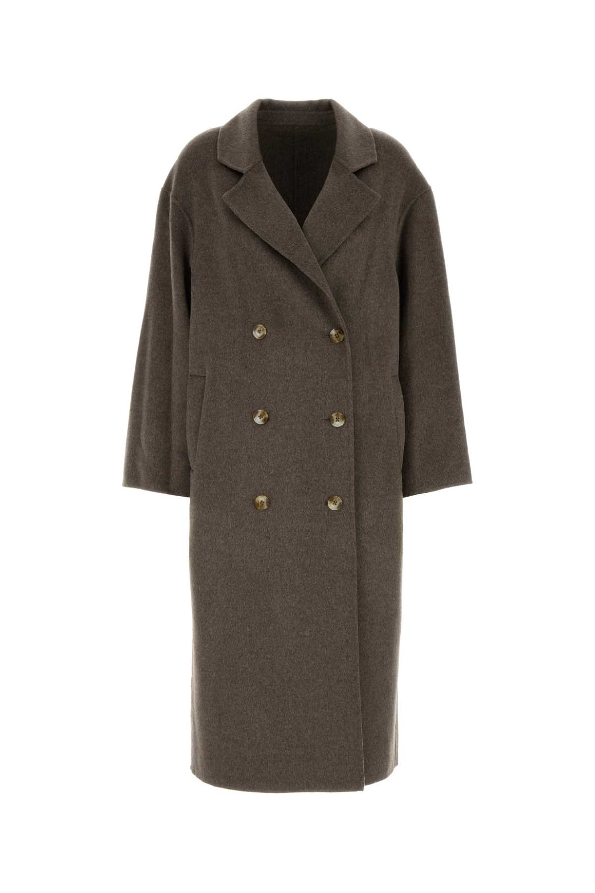 Loulou Studio Dove Grey Wool Blend Borneo Coat In Brown