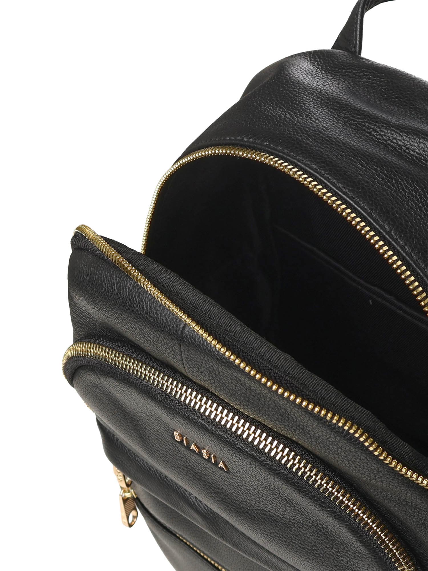 Biasia Leather Backpack With Logo In Black