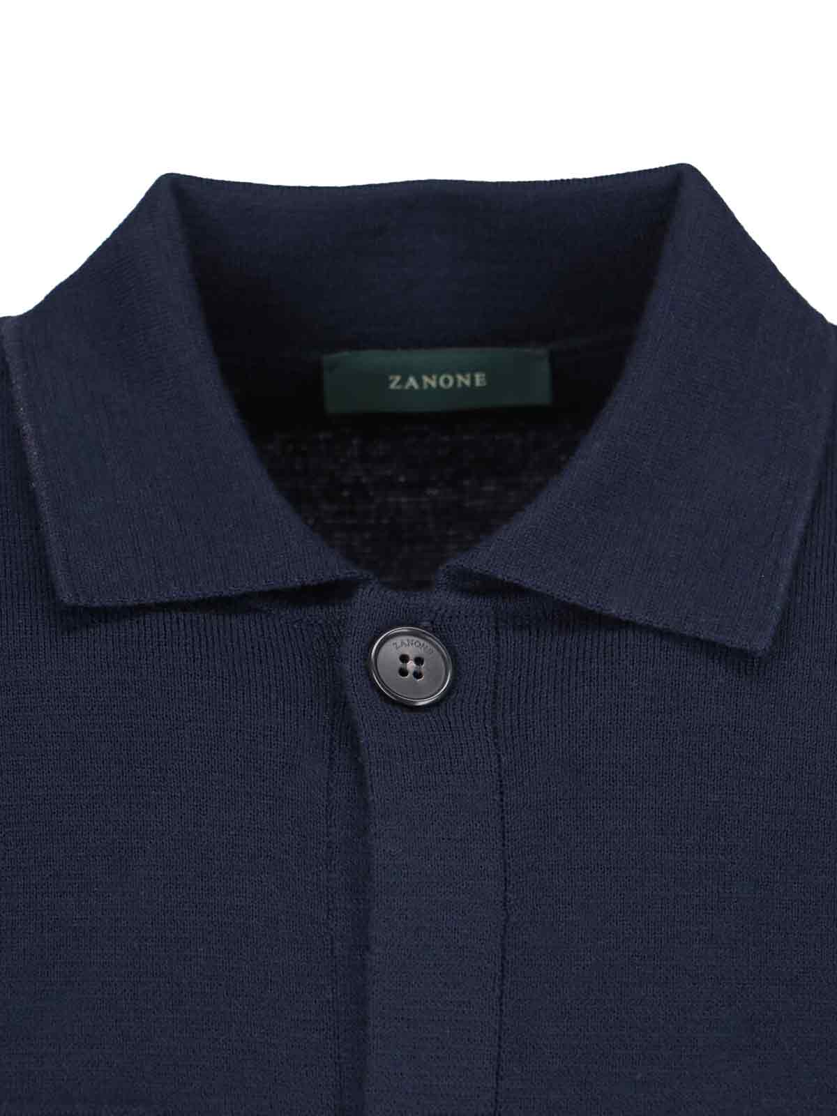 Shop Zanone Knitted Shirt In Blue