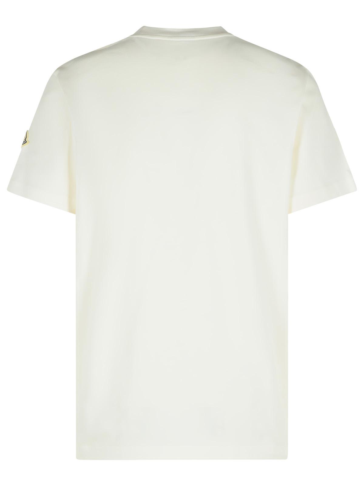 Moncler Ivory Cotton Tricolour Logo T-shirt In White