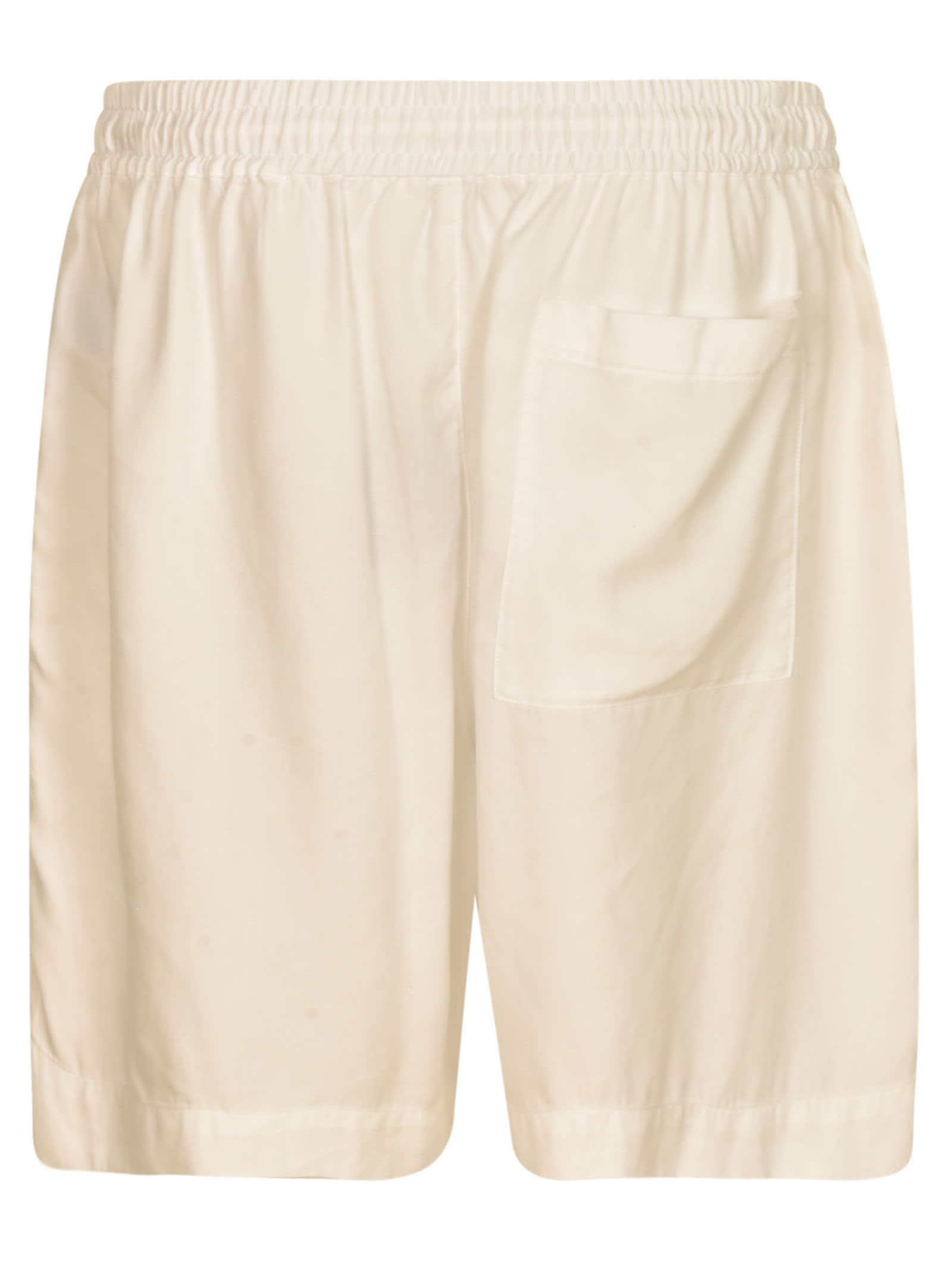 Shop Giorgio Armani Drawstring Waist Logo Shorts In White Pearl
