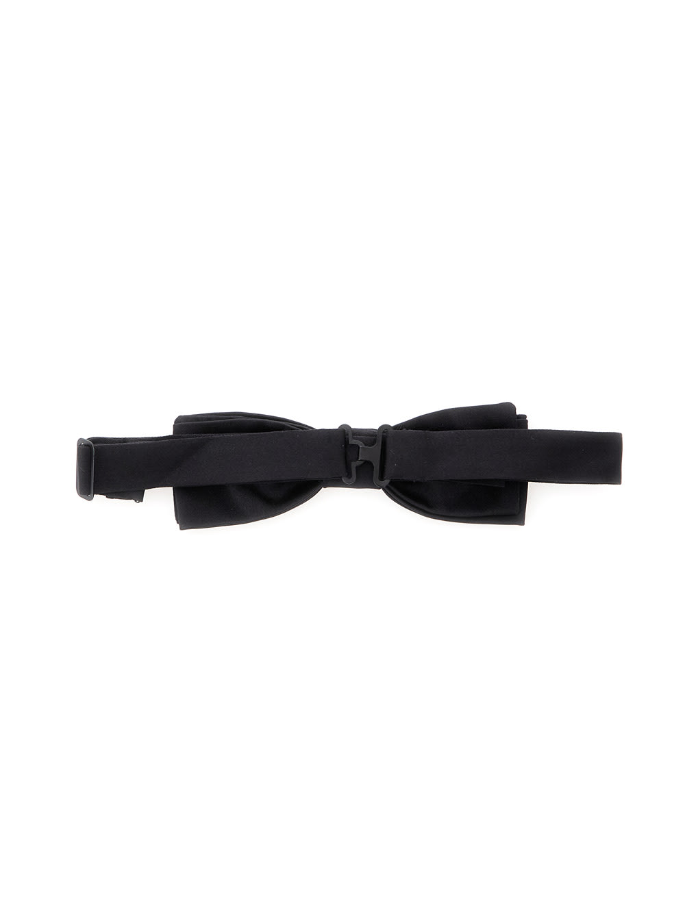 Dolce & Gabbana Black Bowtie With Logo Patch On The Rear And Rear Hook Closure In Silk Man In Black