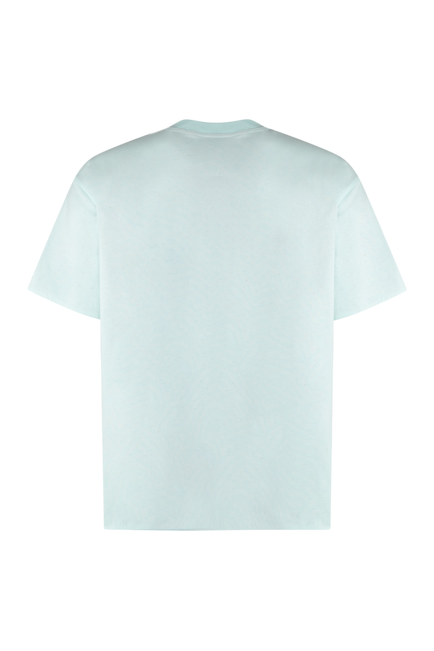 Shop Bottega Veneta Cotton Crew-neck T-shirt In Pale Turquoise Navy