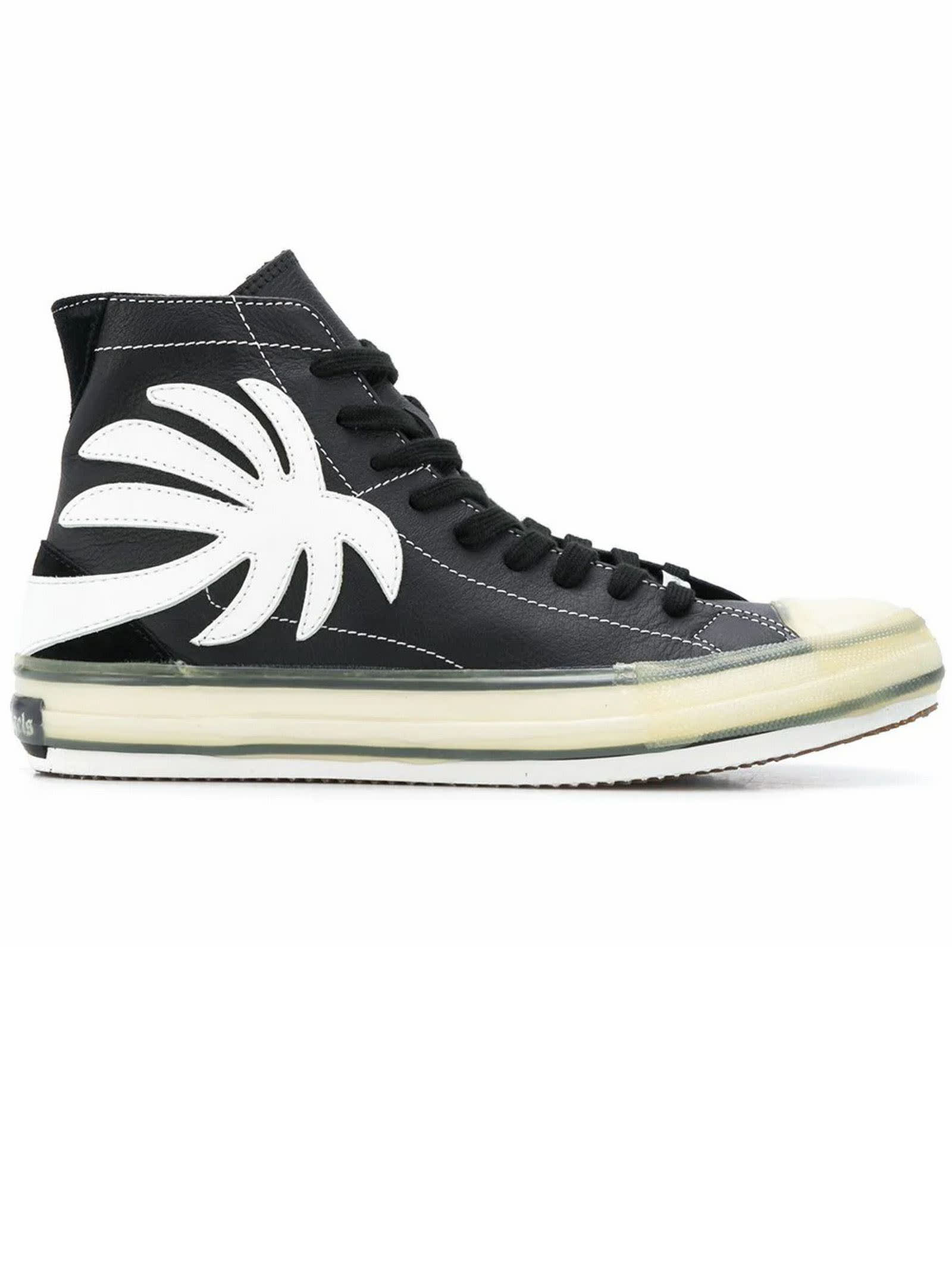 Palm Angels Black Leather High Top Sneakers