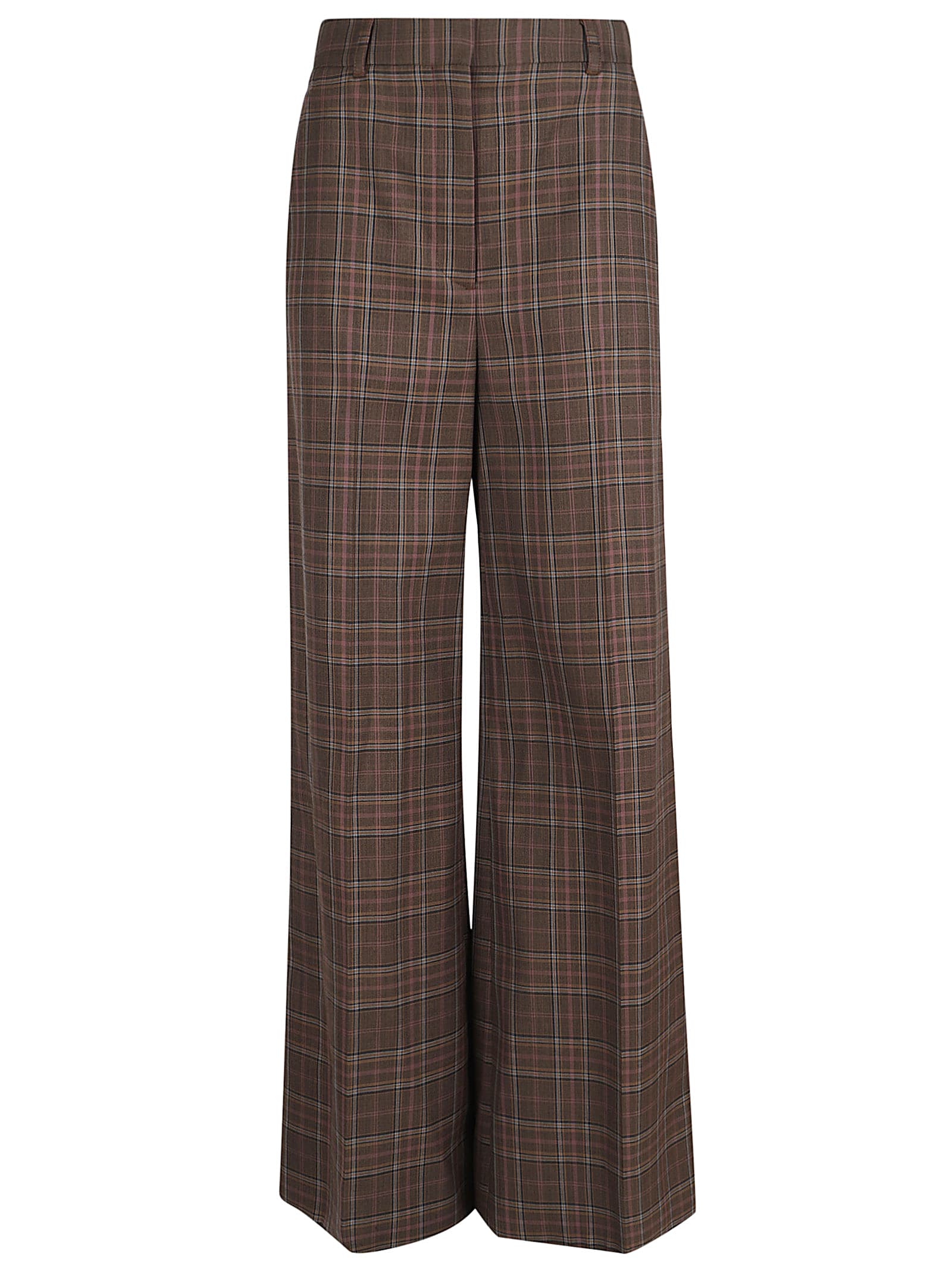 Shop Stella Mccartney Check Flared Trousers In Brown