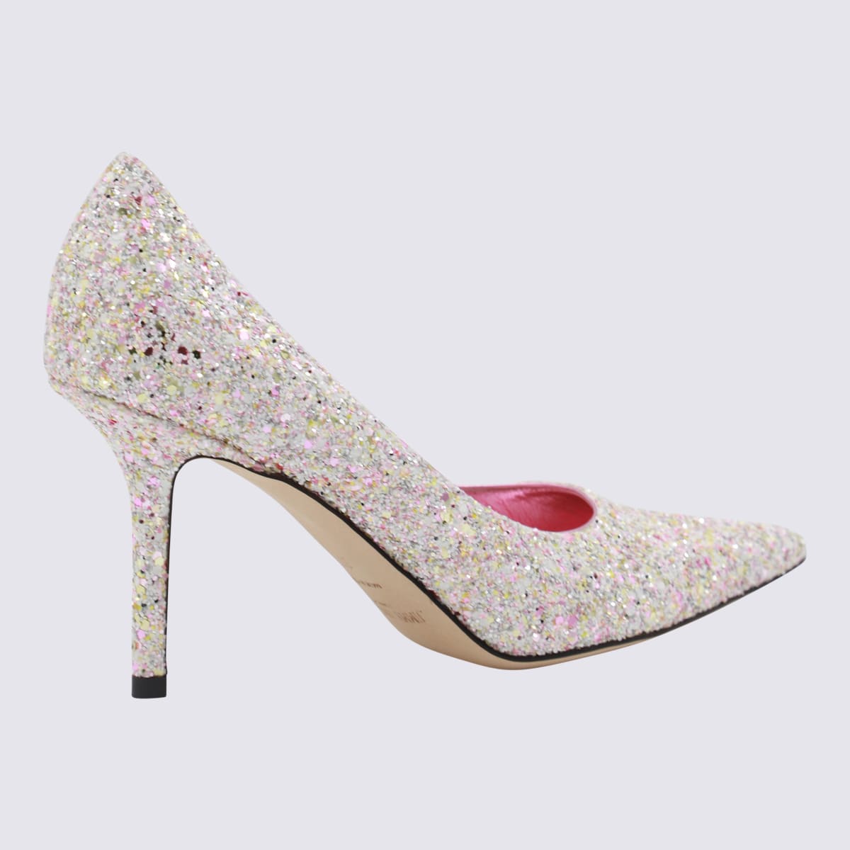 Shop Jimmy Choo Silver Leather Love 85 Pumps In Candy Pink/latte Mix