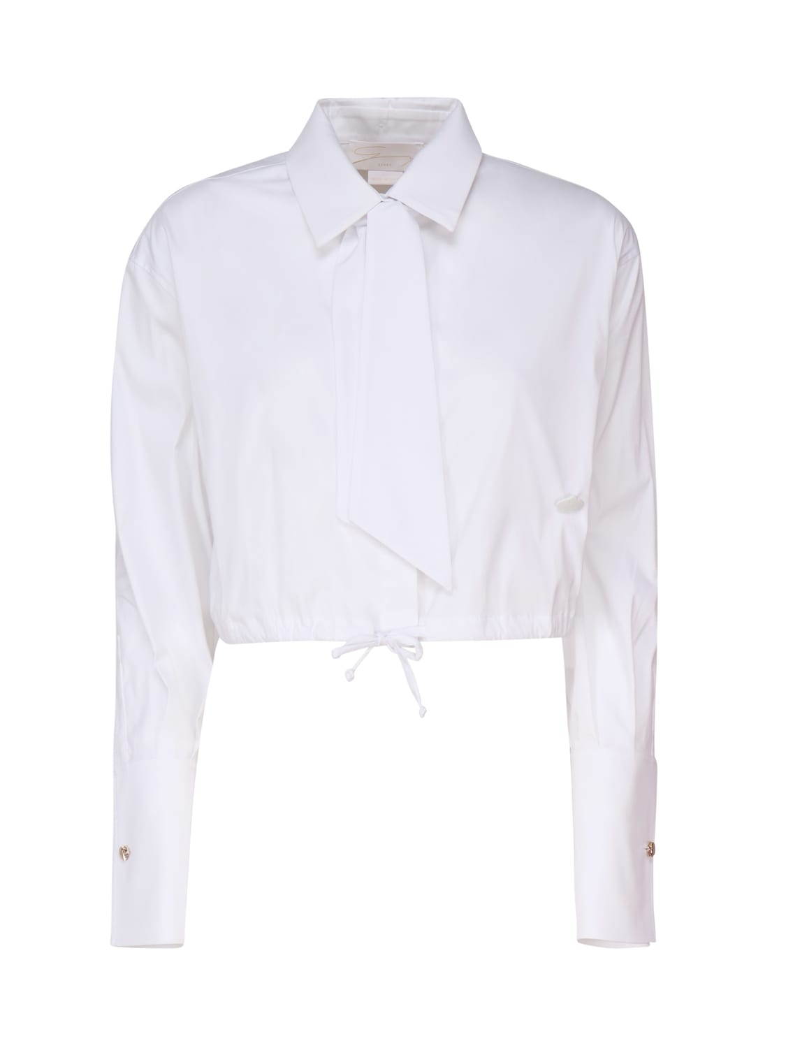 Shop Genny Cropped Shirt With Logo Plaque In White