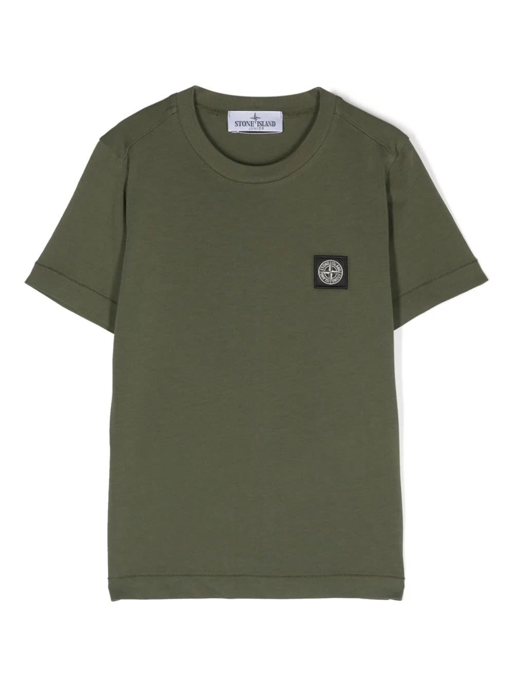 Stone Island Junior Kids' Olive Green T-shirt With Logo Patch