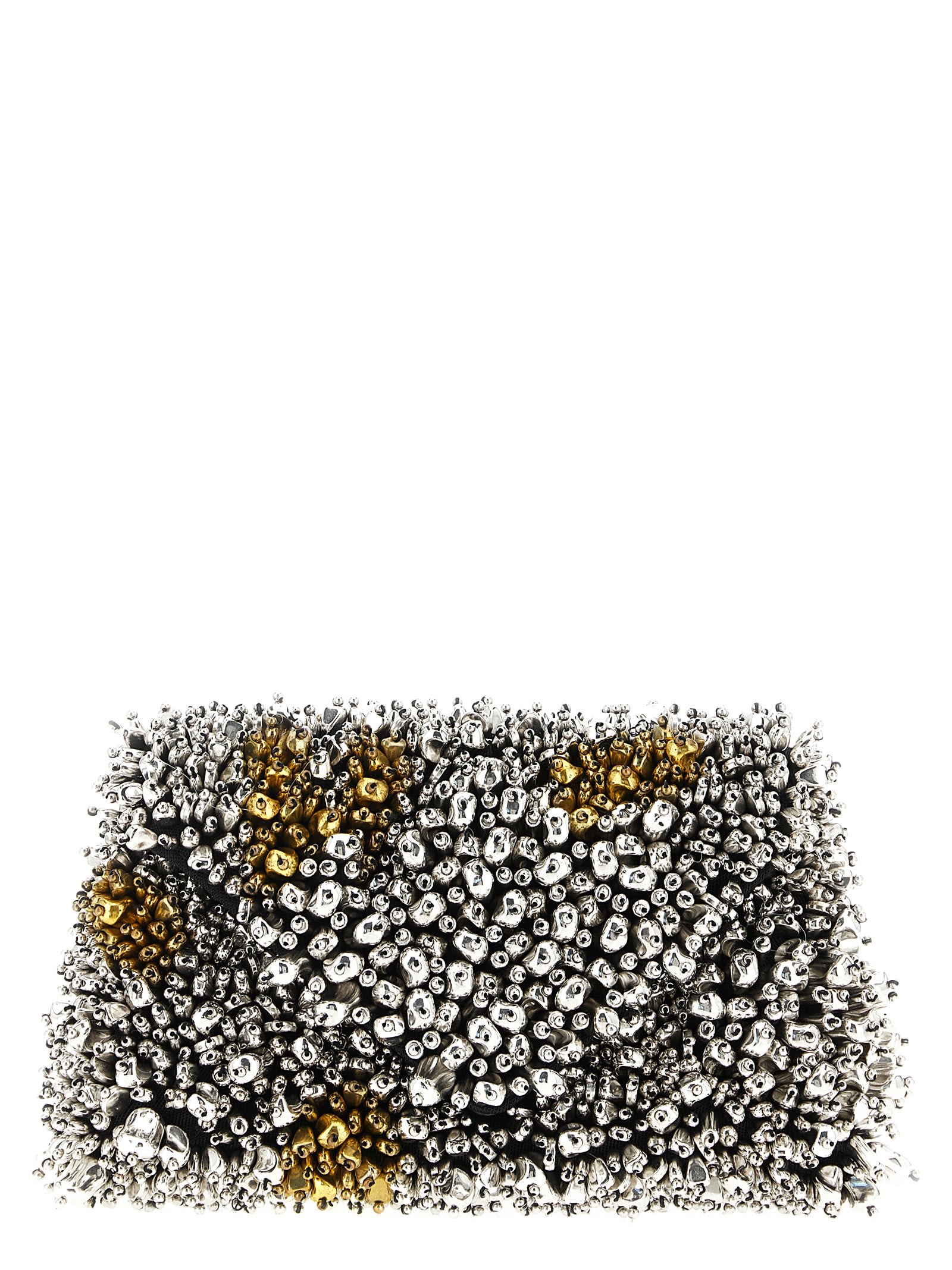 Dries Van Noten Small Embroidered Envelope Clutch Women In Silver