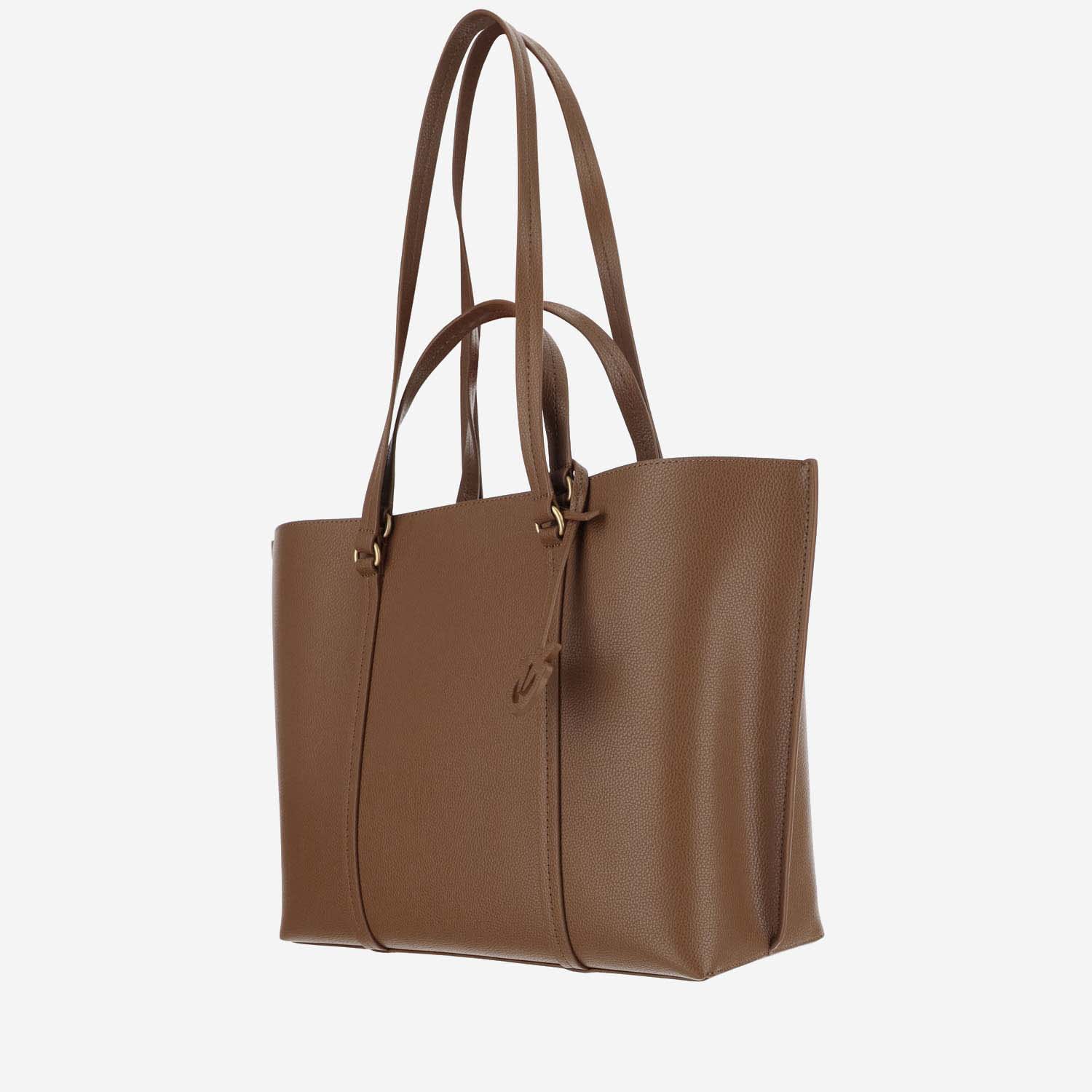 Shop Pinko Large Leather Shopper Bag In Brown