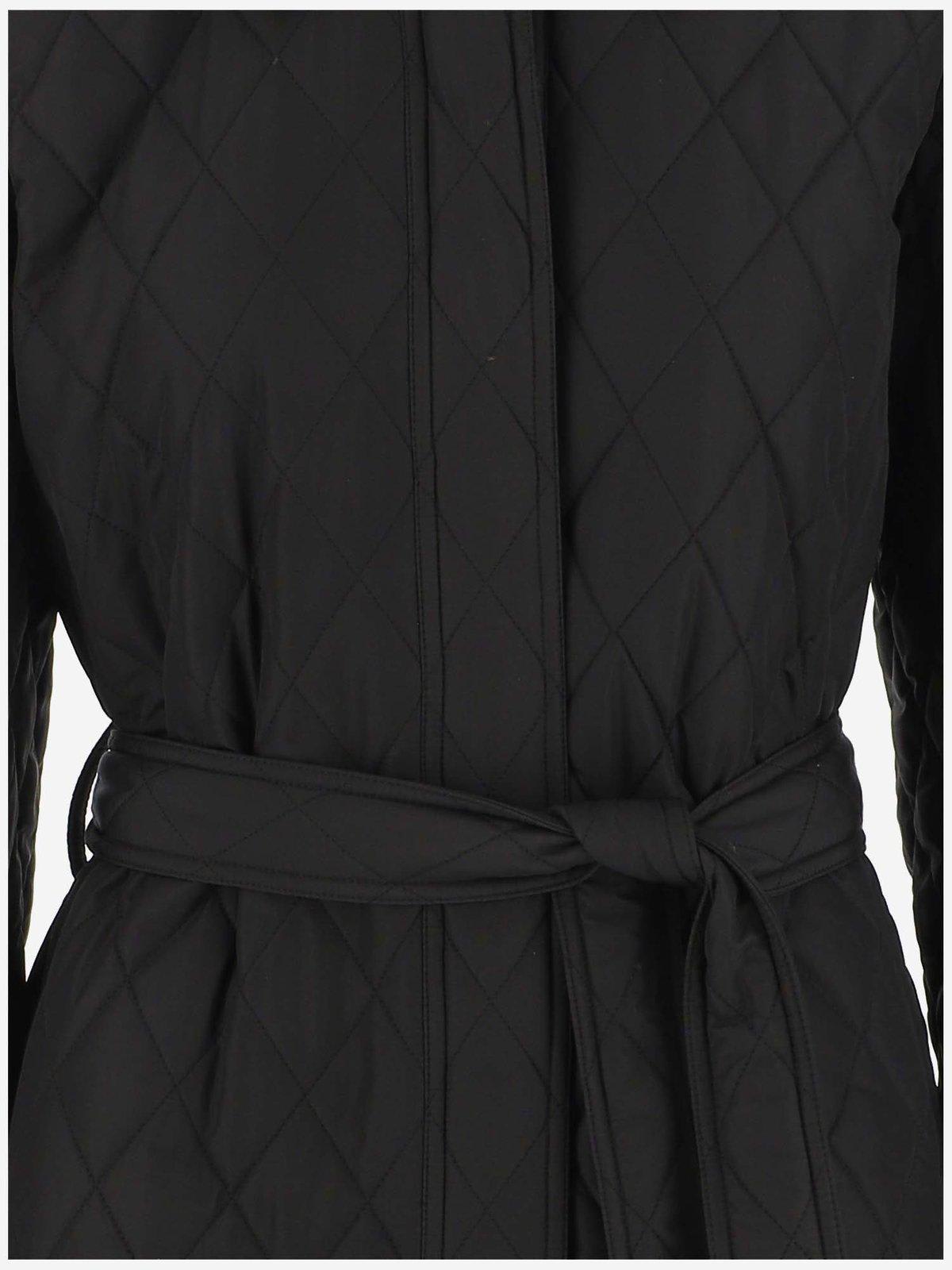 Shop Stella Mccartney Long-sleeved Quilted Coat In Black