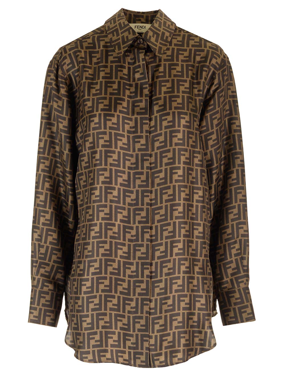 Fendi Ff Silk Shirt In Brown