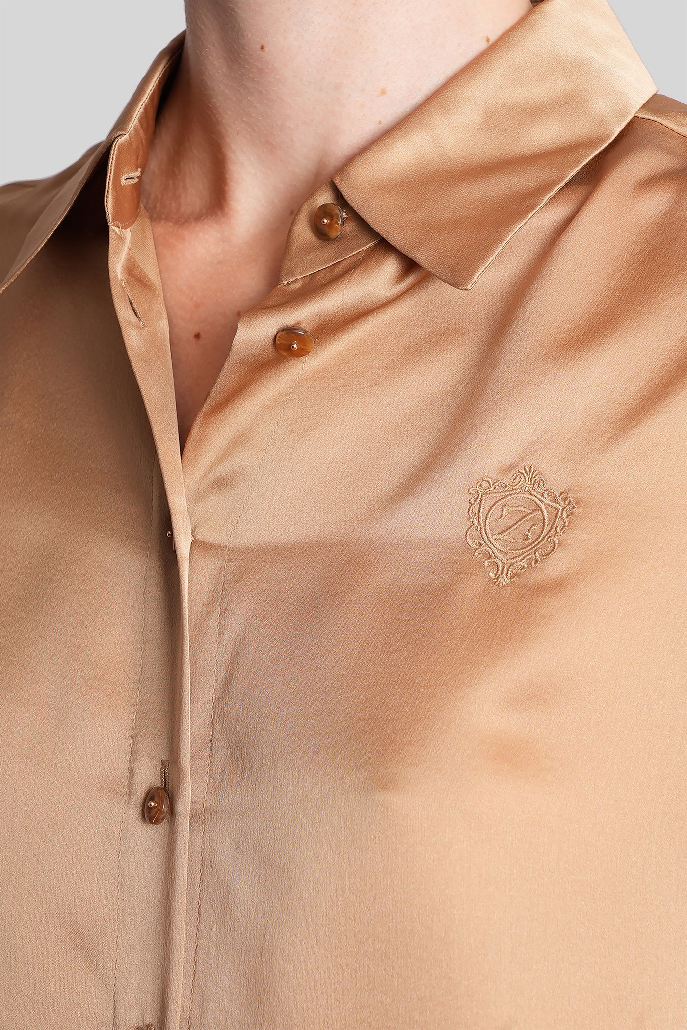 Zimmermann Shirt In Camel Silk In Brown