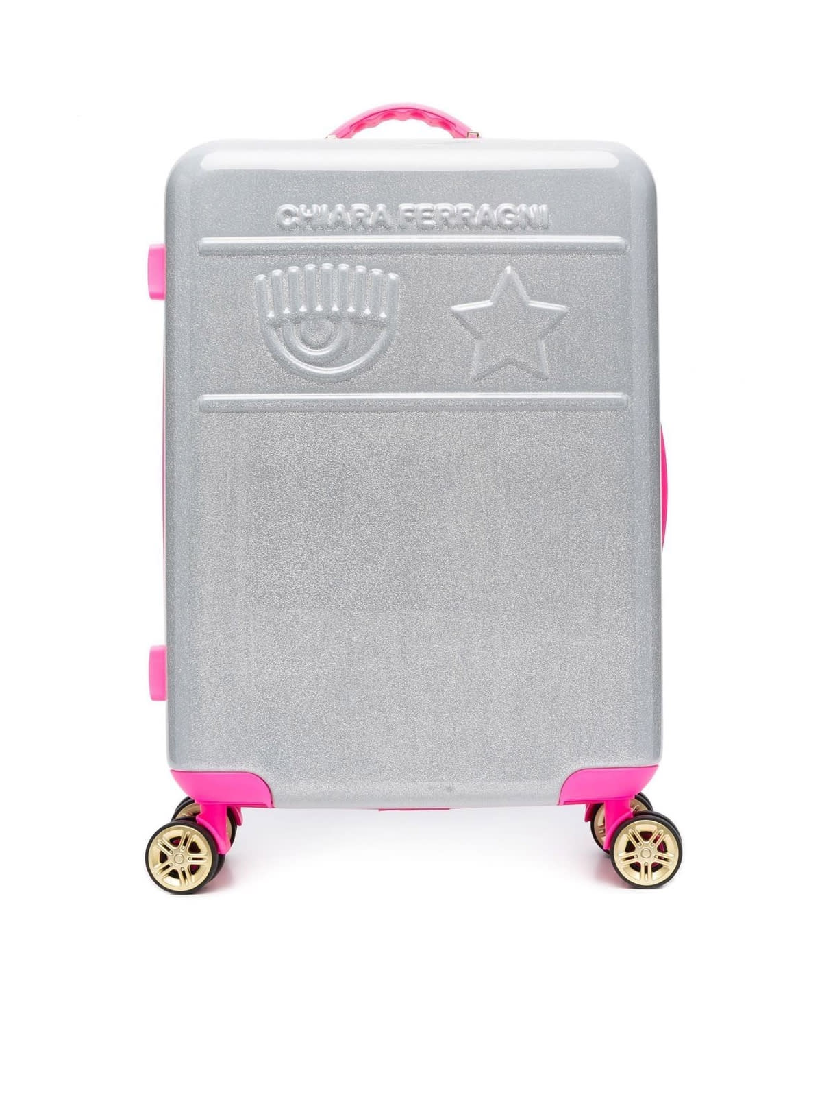 Chiara Ferragni Eyestar Silver Glitter Trolley In Silver