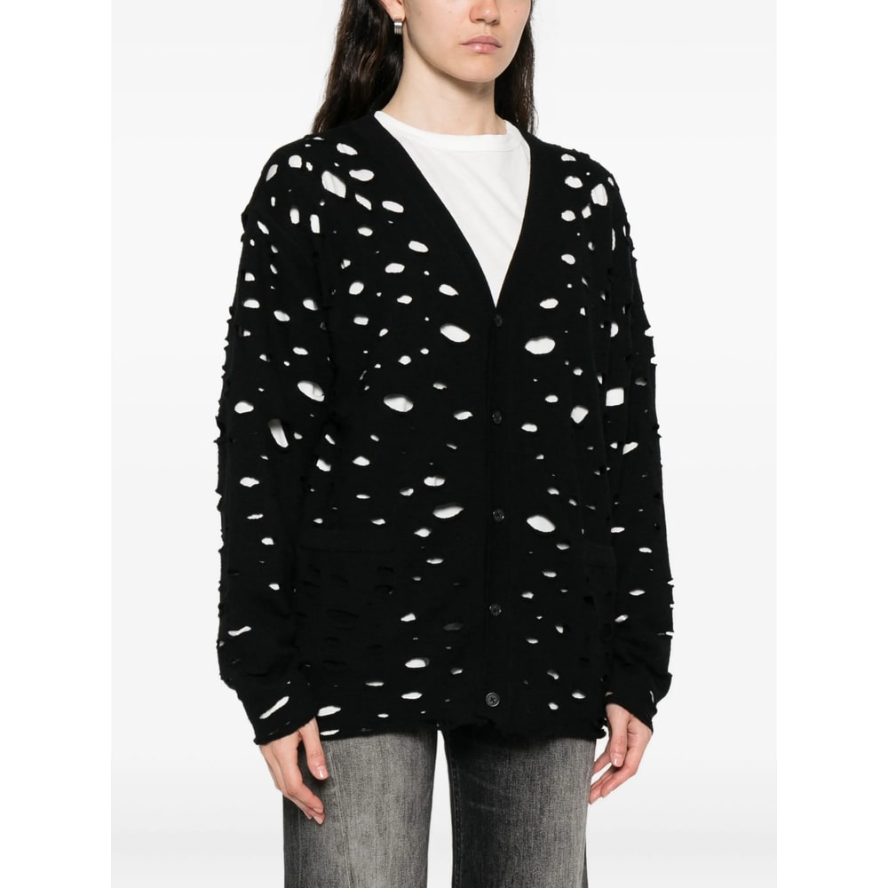 R13 Distressed Button-up Cardigan In Black