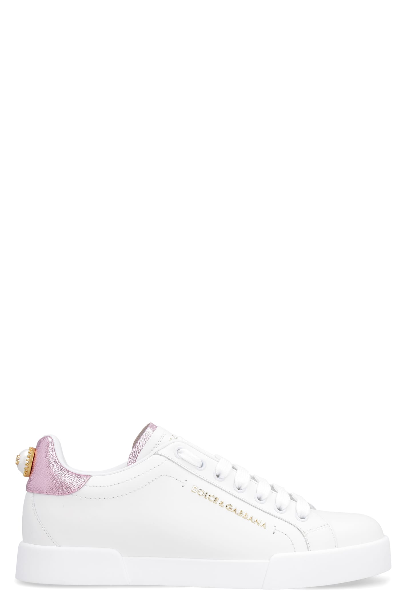 Shop Dolce & Gabbana Portofino Leather Low-top Sneakers In White