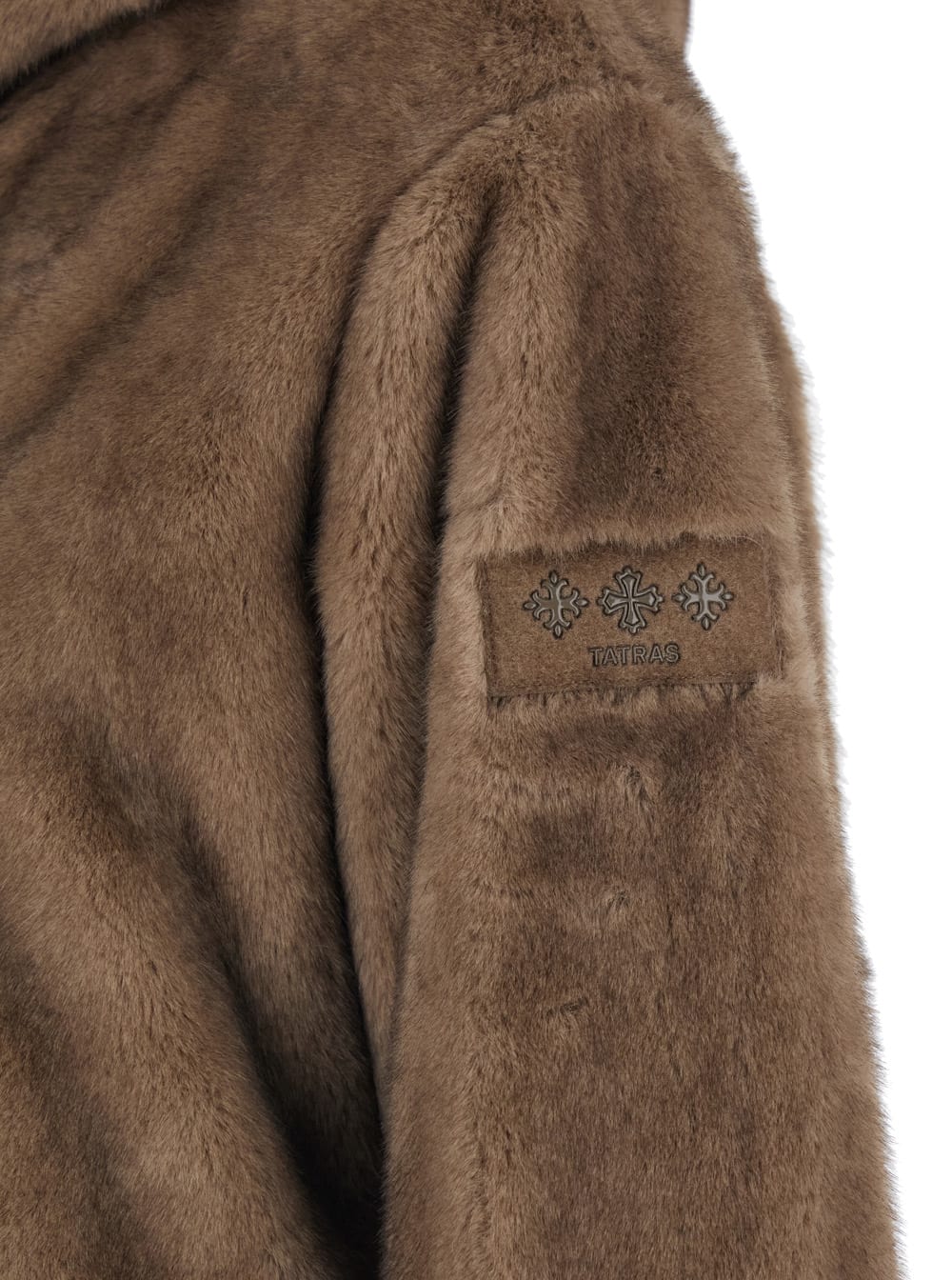 Tatras Arabis Brown Jacket With Fixed Hood And Logo Patch On The Sleeve In Faux Fur Woman In Brown