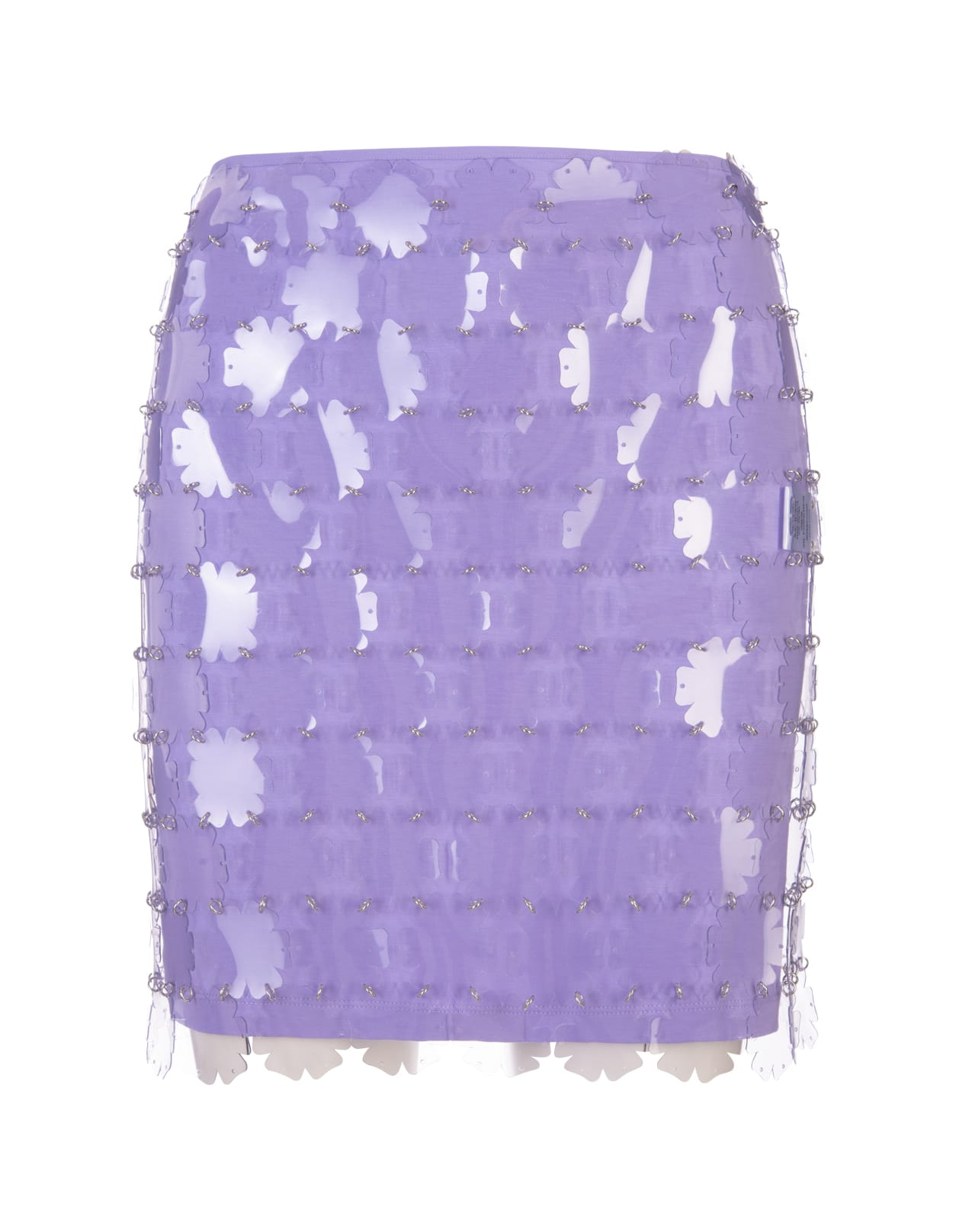 Paco Rabanne Purple Mini Skirt With Transparent Floral Discs