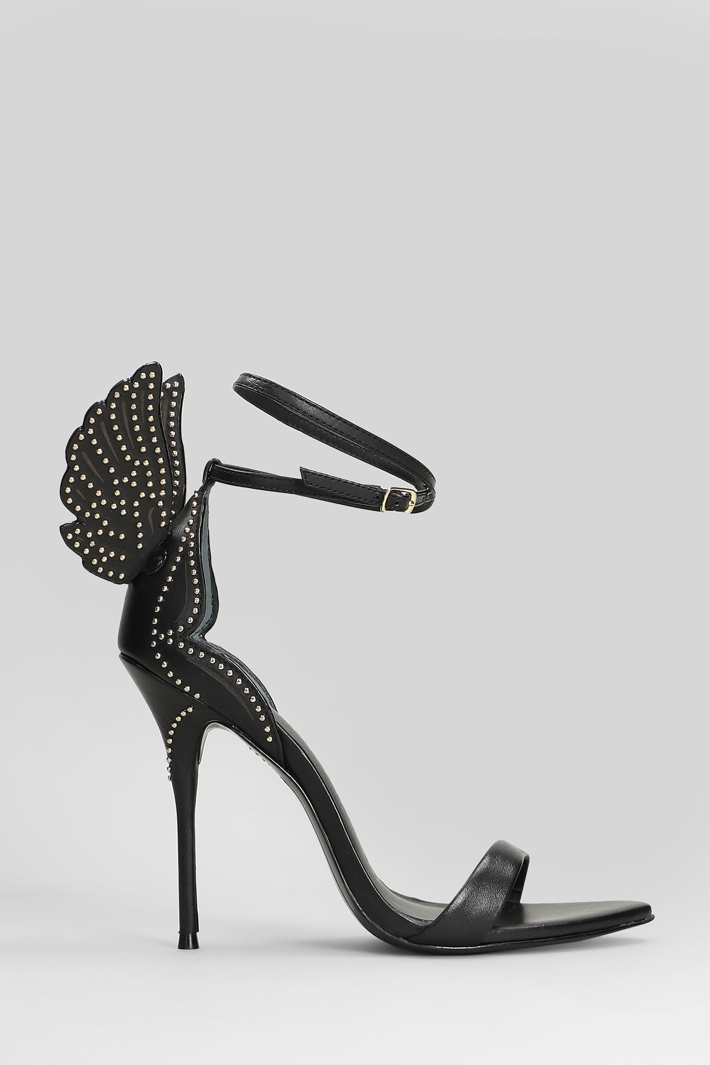 Sophia Webster 100mm Studded-wing Sandals In Black