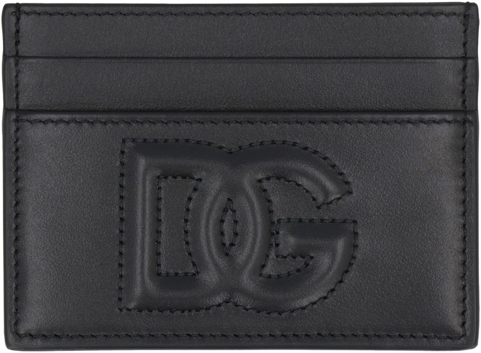 Shop Dolce & Gabbana Logo Detail Leather Card Holder In Black