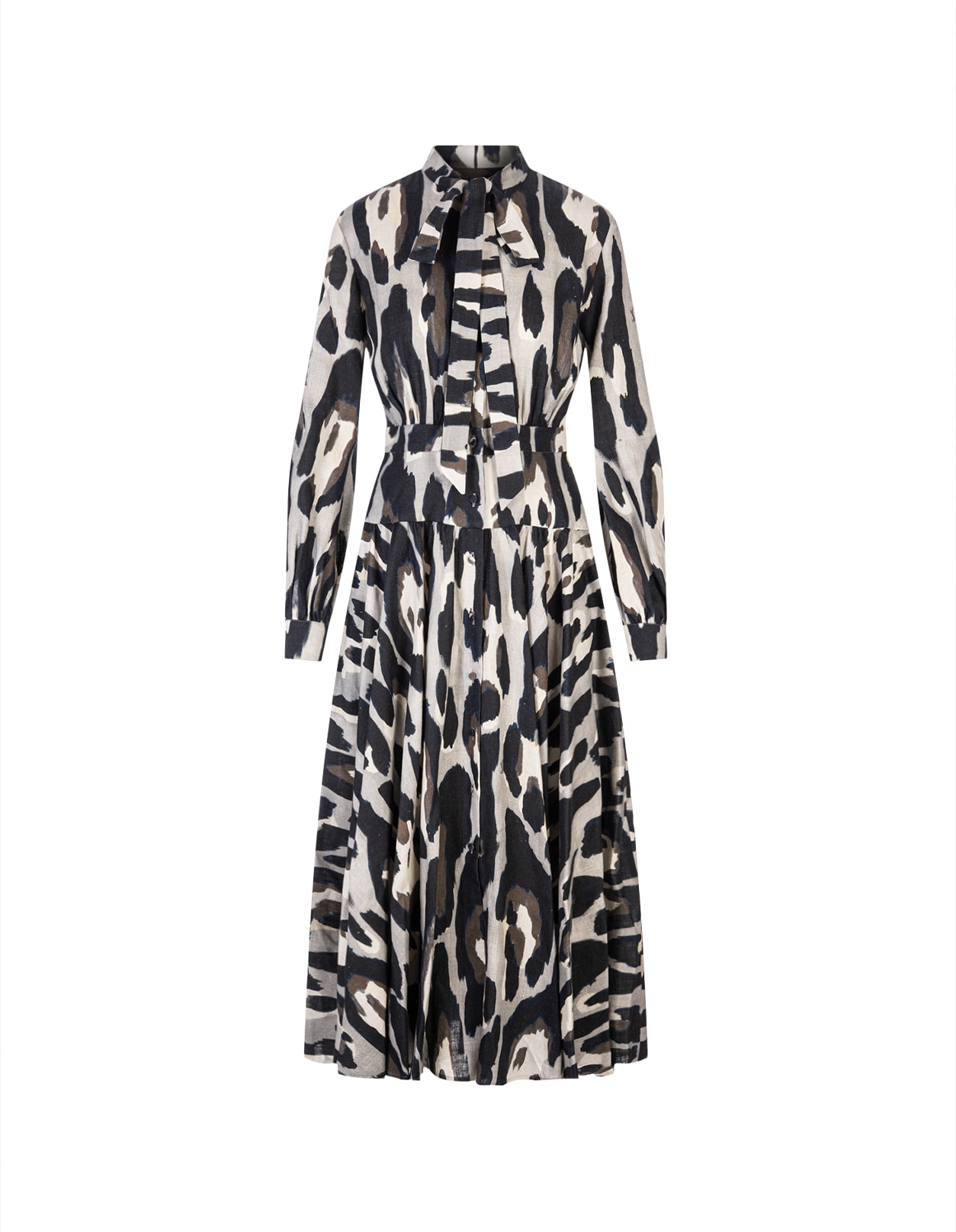 Shop Roberto Cavalli Multicolored Jaguar Print Linen Dress