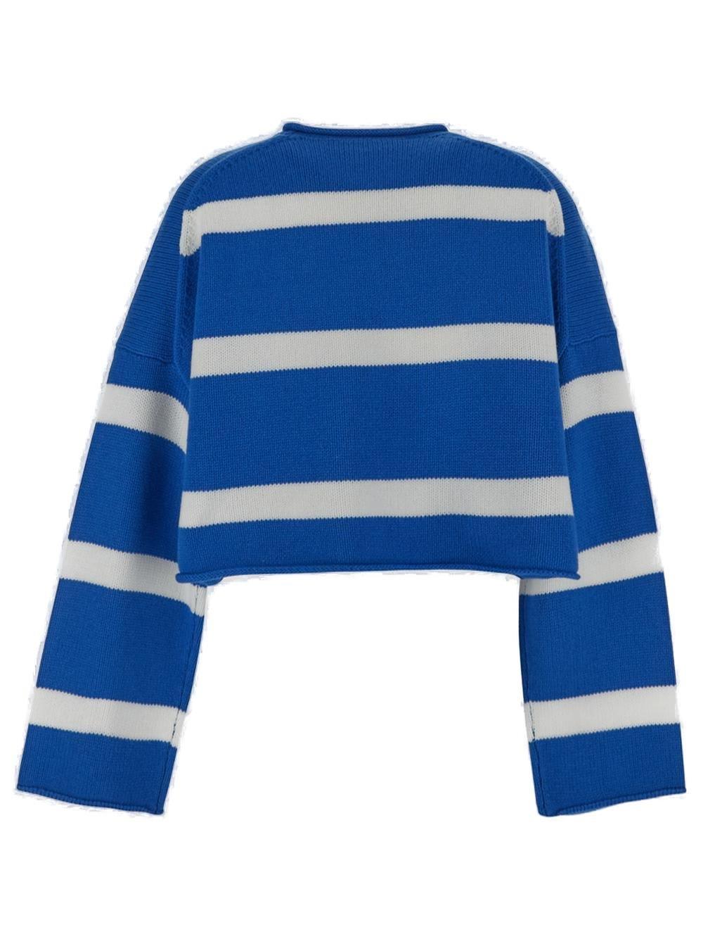 Shop Alexander Wang Logo Embroidered Striped Sweater In Grey