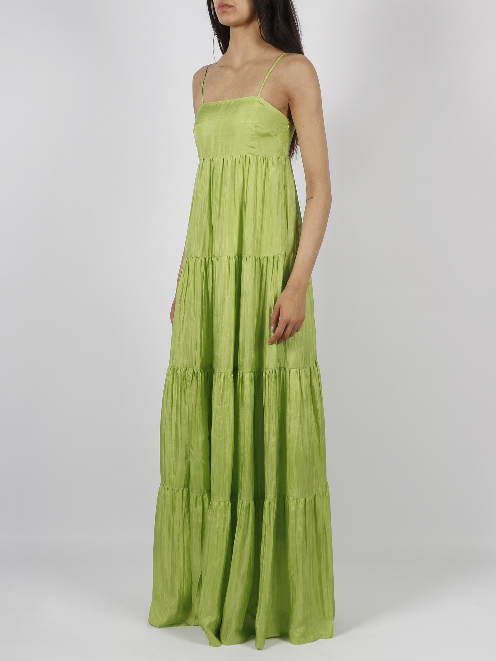 Shop The Rose Ibiza Formentera Silk Long Dress In Green