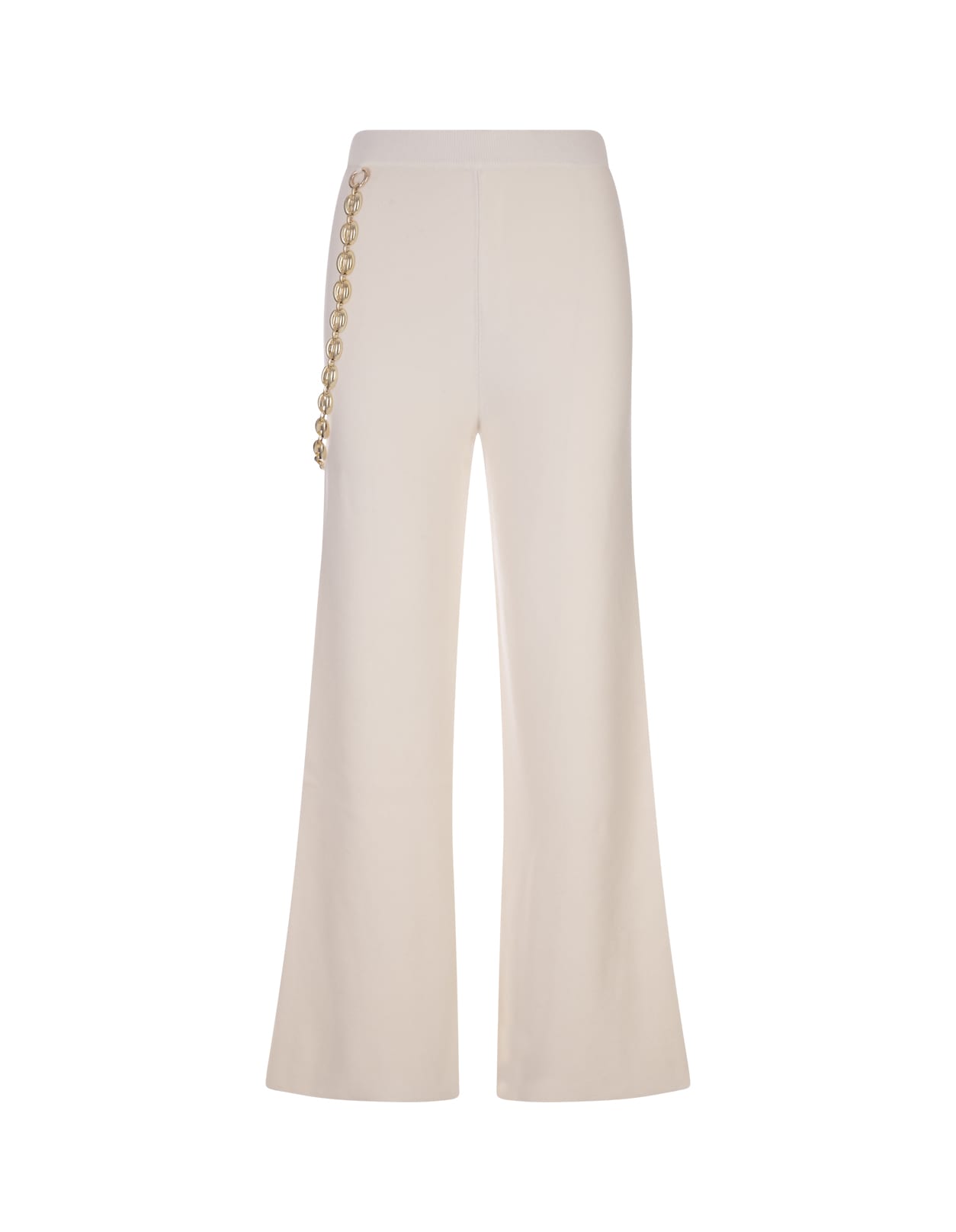 Shop Rabanne White Wide Leg Trousers With Belt In Bianco