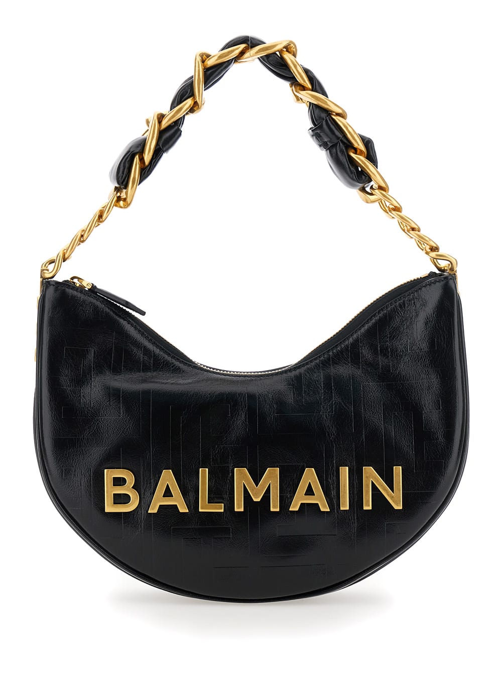 soft Moon 1945 Black Shoulder Bag With Lettering Logo On The Front In Leather Woman