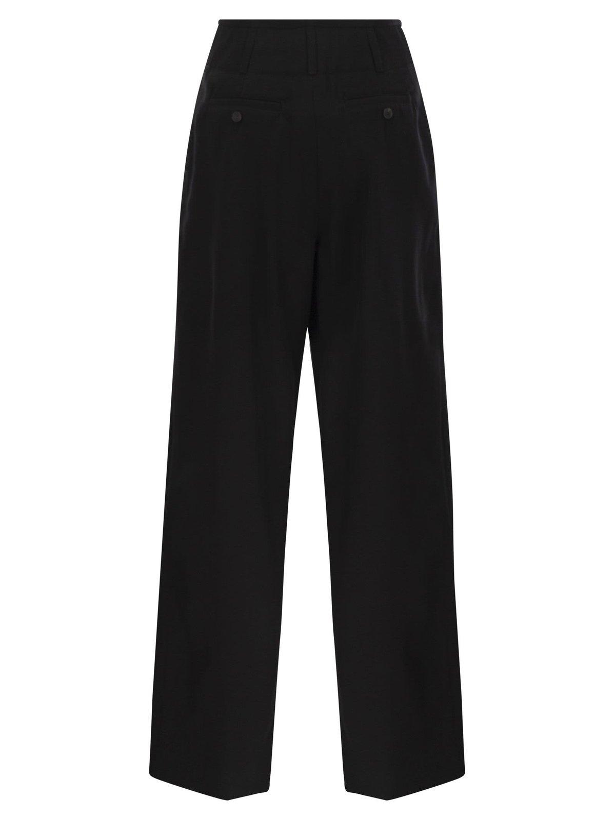 Shop Weekend Max Mara High Waist Straight Leg Trousers In Black