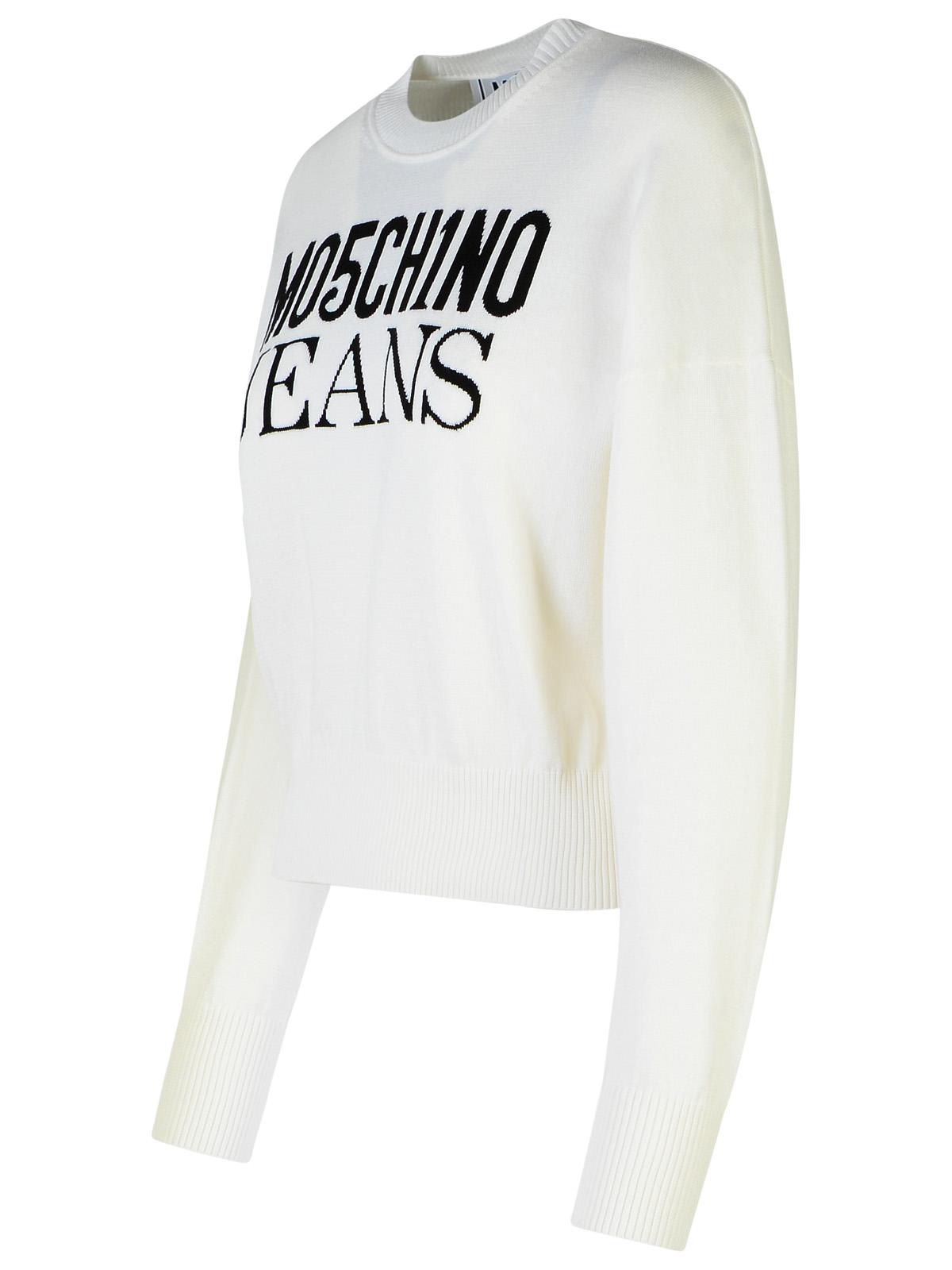 Shop M05ch1n0 Jeans White Cotton Sweater