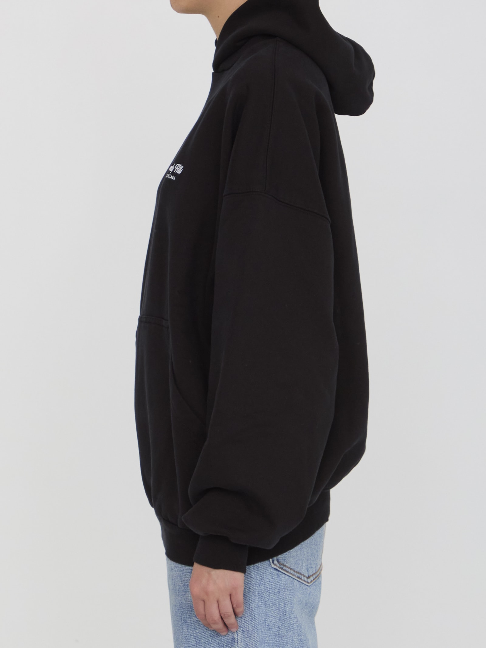 Shop Balenciaga Beverly Hills Hoodie In Black